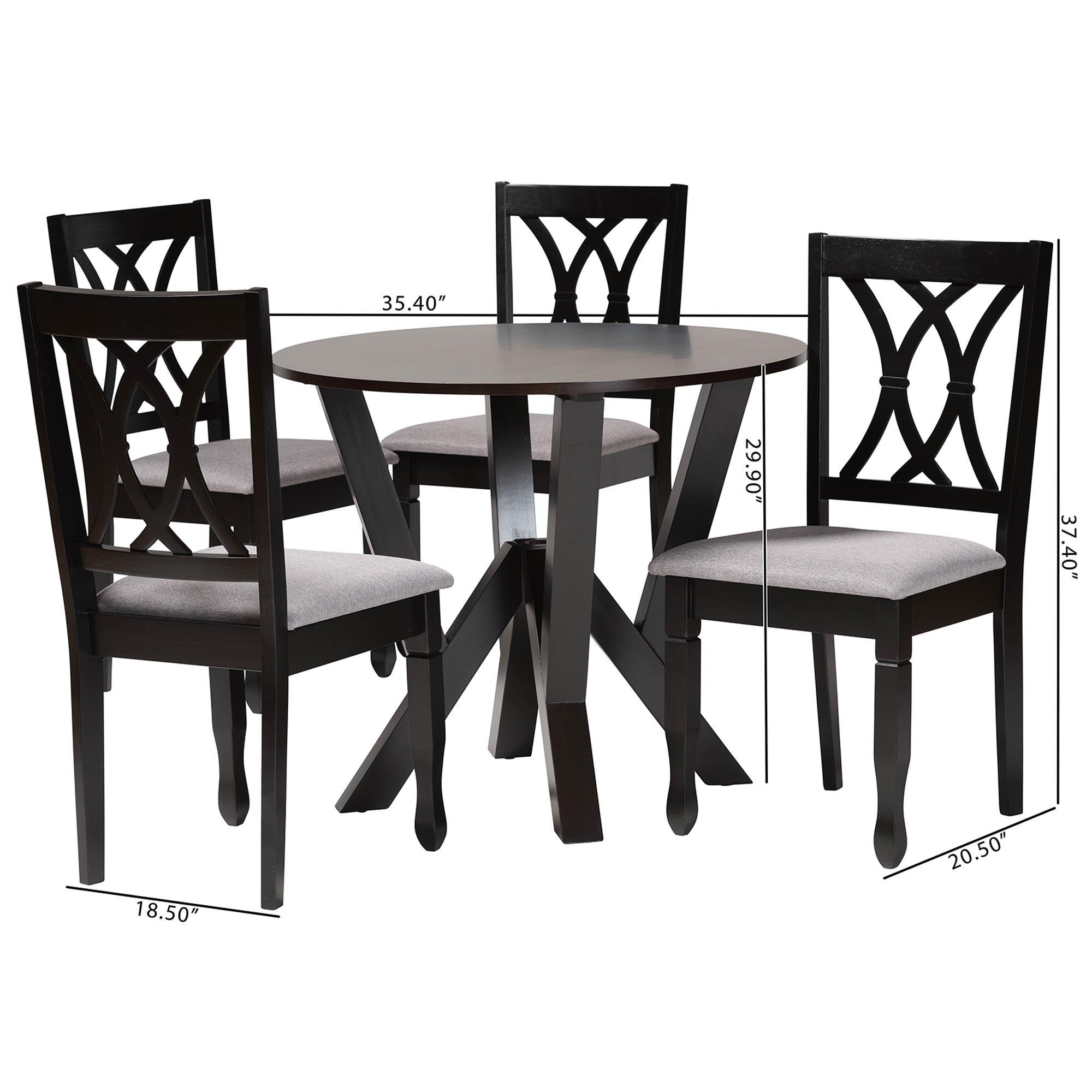 Irene Modern Fabric and Finished Wood 5-Piece Dining Set