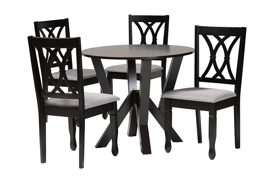 Irene Modern Fabric and Finished Wood 5-Piece Dining Set