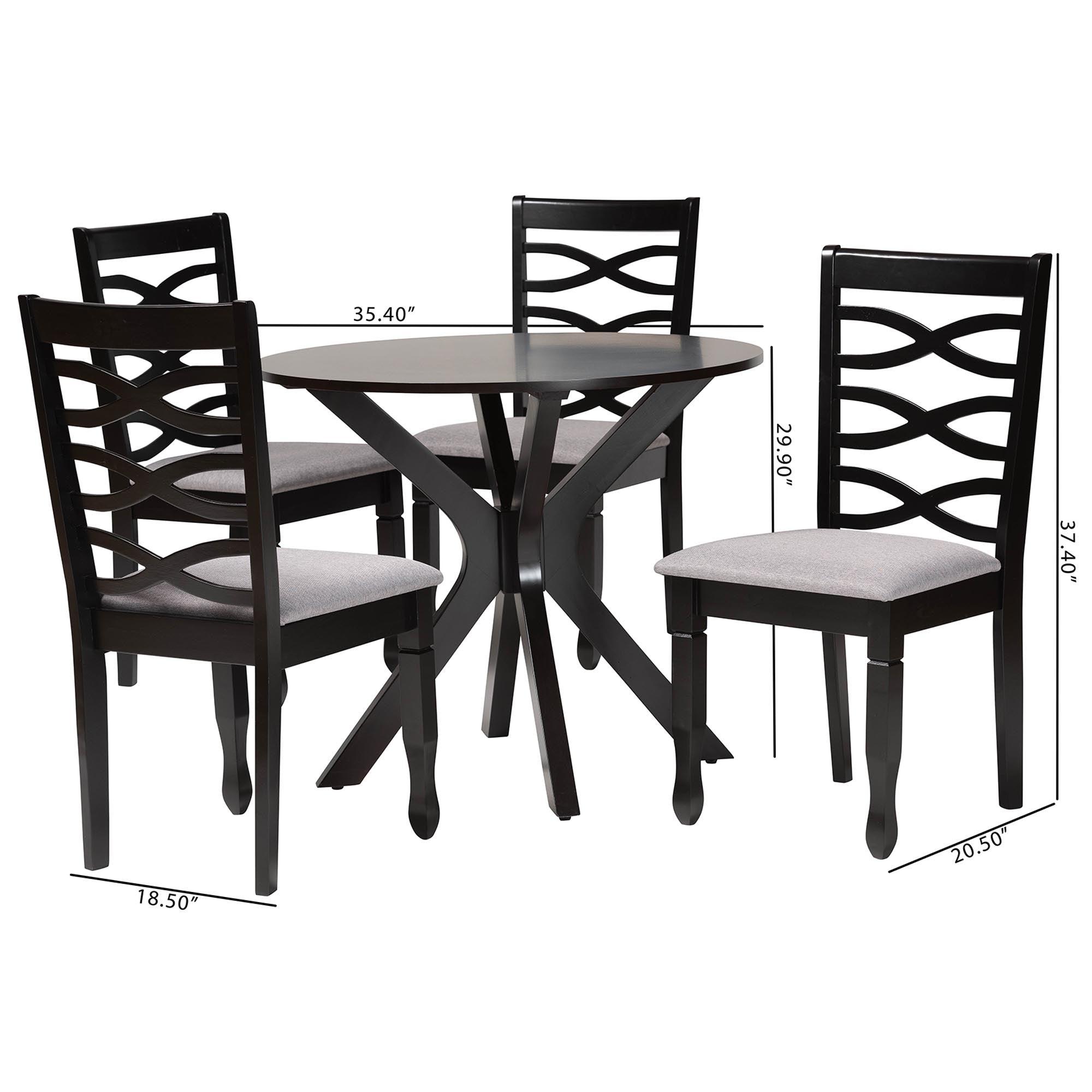 Mila Modern Fabric and Finished Wood 5-Piece Dining Set