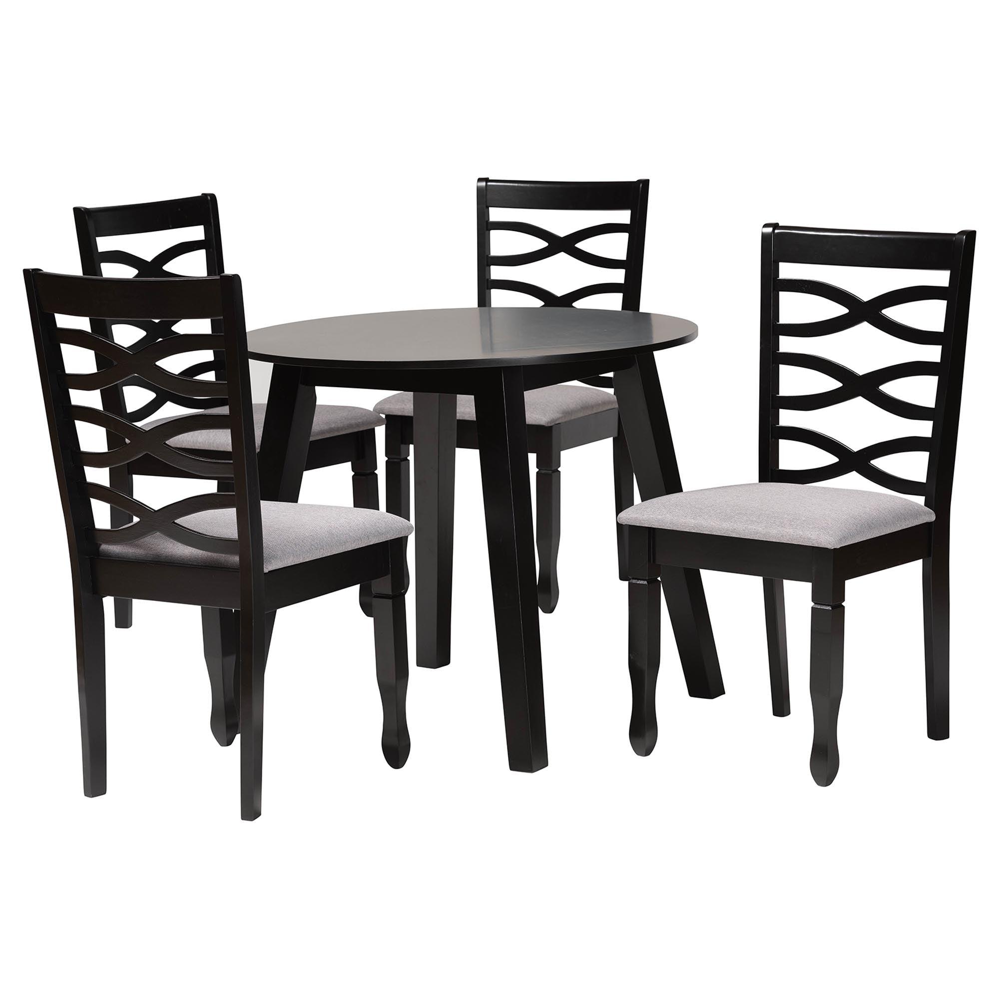 Darina Modern Fabric and Finished Wood 5-Piece Dining Set