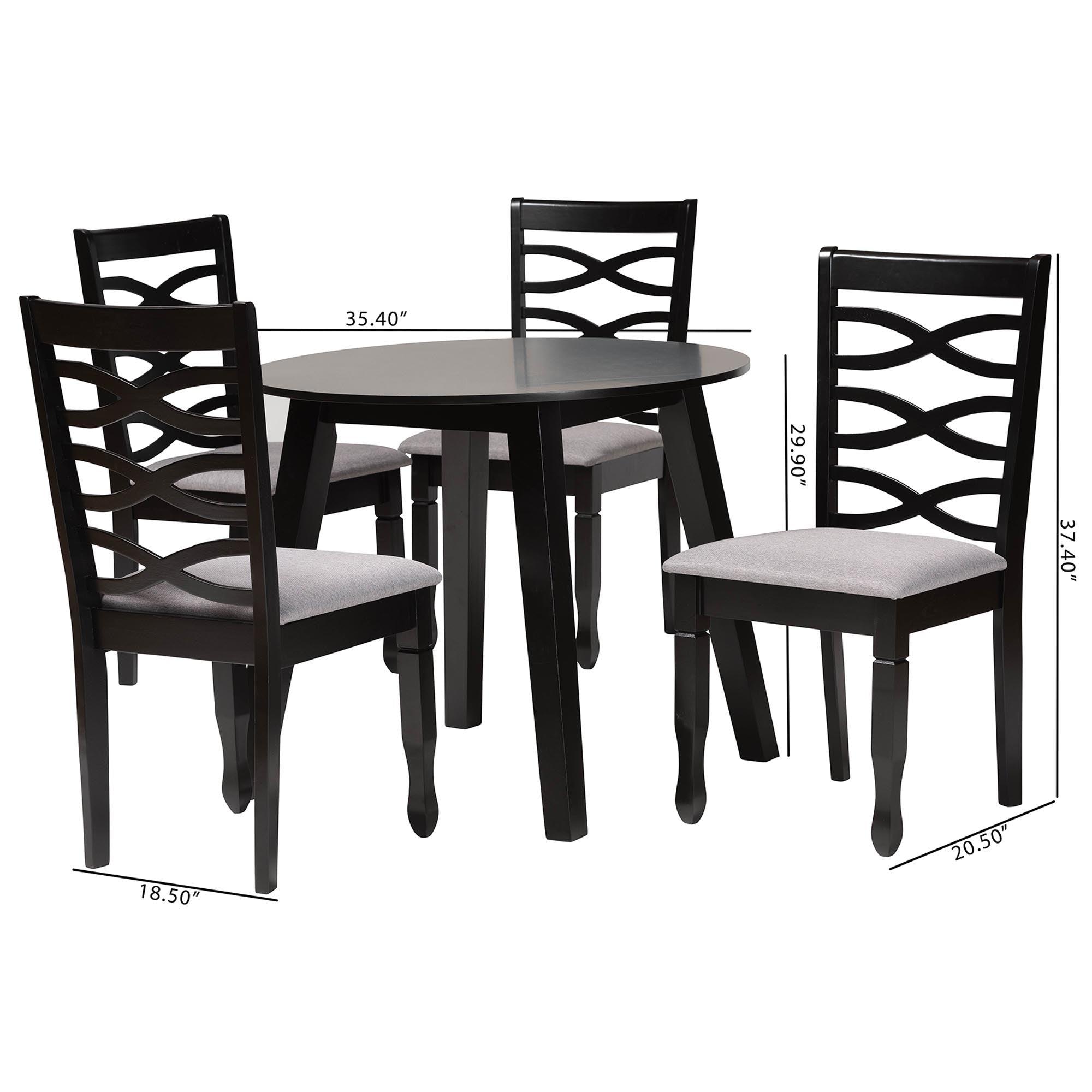 Darina Modern Fabric and Finished Wood 5-Piece Dining Set