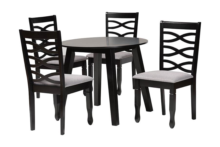 Darina Modern Fabric and Finished Wood 5-Piece Dining Set