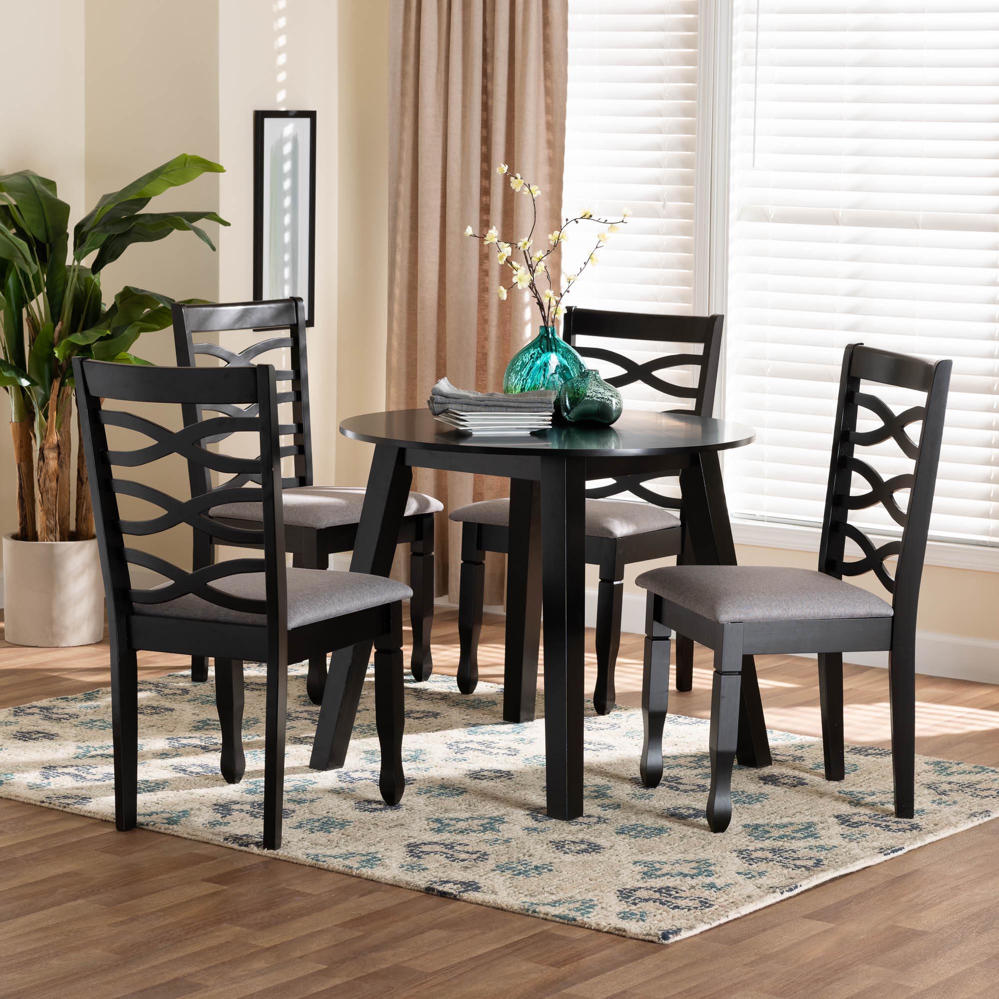Darina Modern Fabric and Finished Wood 5-Piece Dining Set