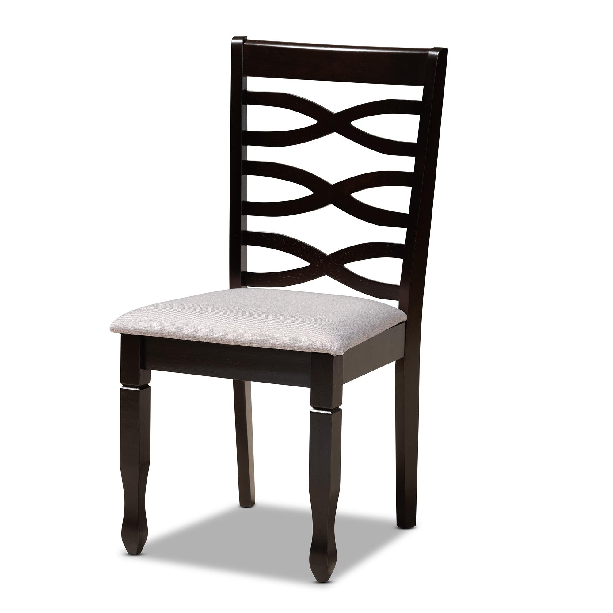 Leda Modern and Contemporary Fabric Upholstered and Finished Wood 5-Piece Dining Set