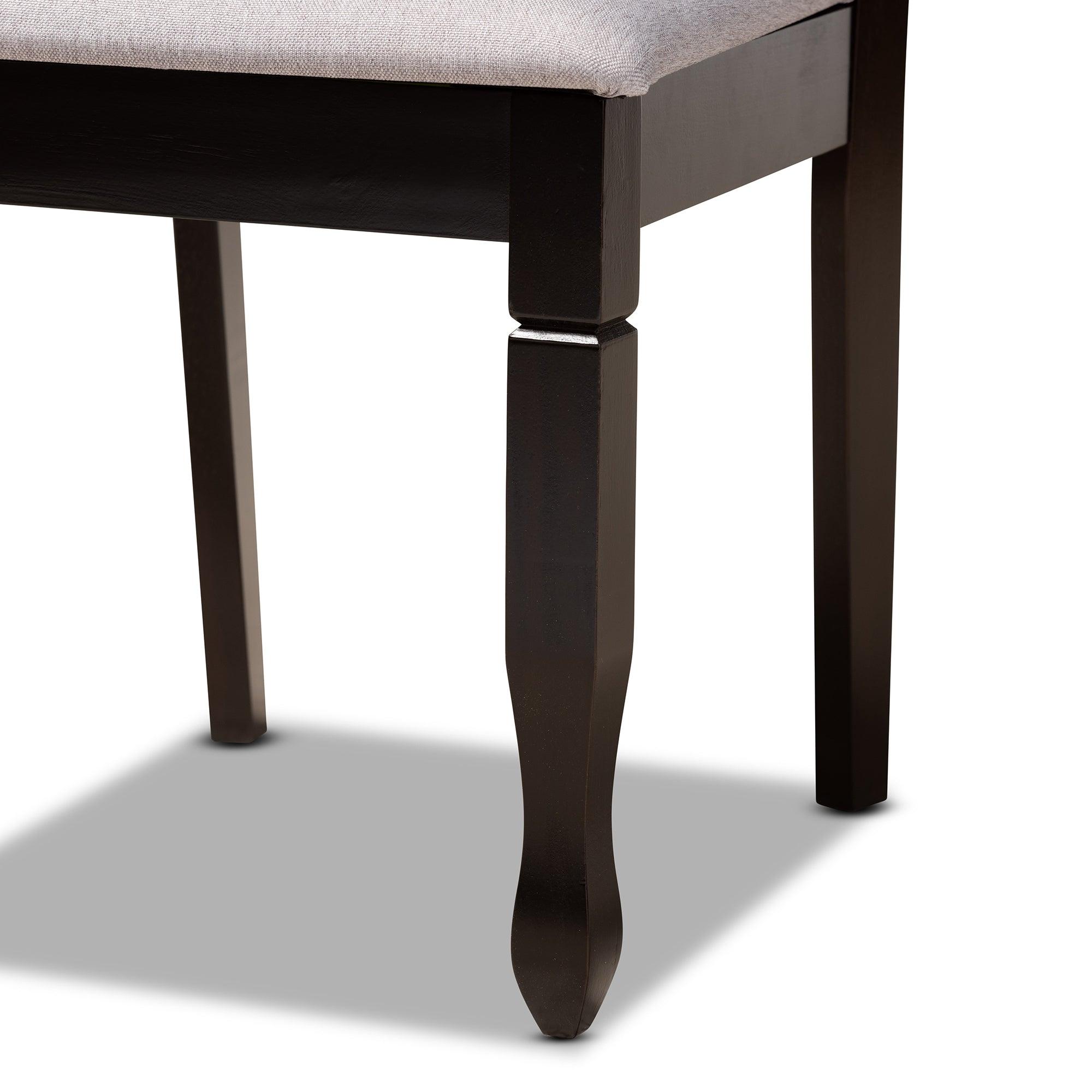 Leda Modern and Contemporary Fabric Upholstered and Finished Wood 5-Piece Dining Set