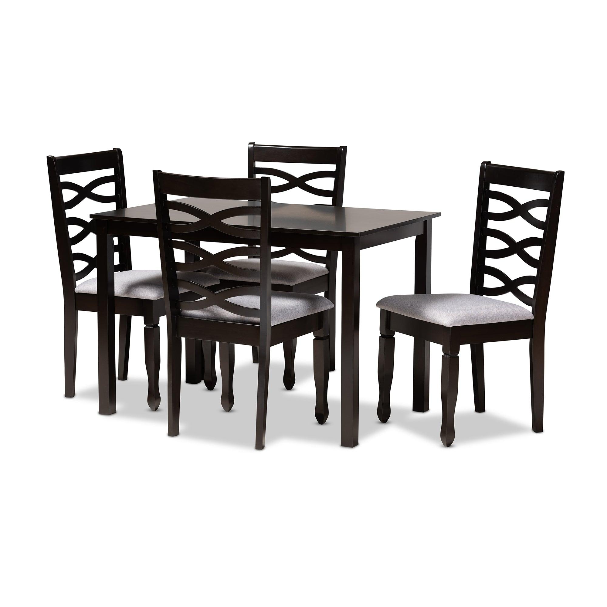 Lanier Modern and Contemporary Fabric Upholstered Espresso Finished Wood 5-Piece Dining Set