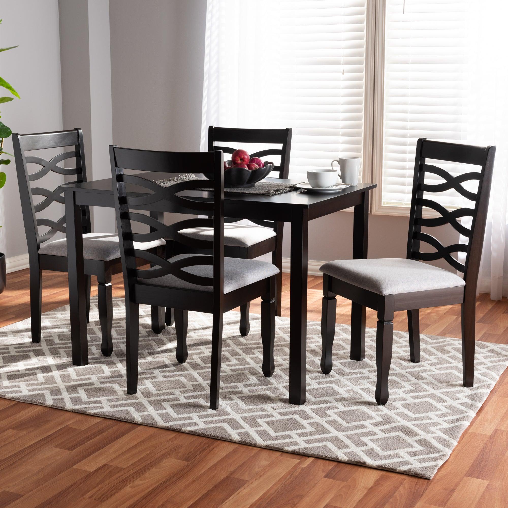Lanier Modern and Contemporary Fabric Upholstered Espresso Finished Wood 5-Piece Dining Set