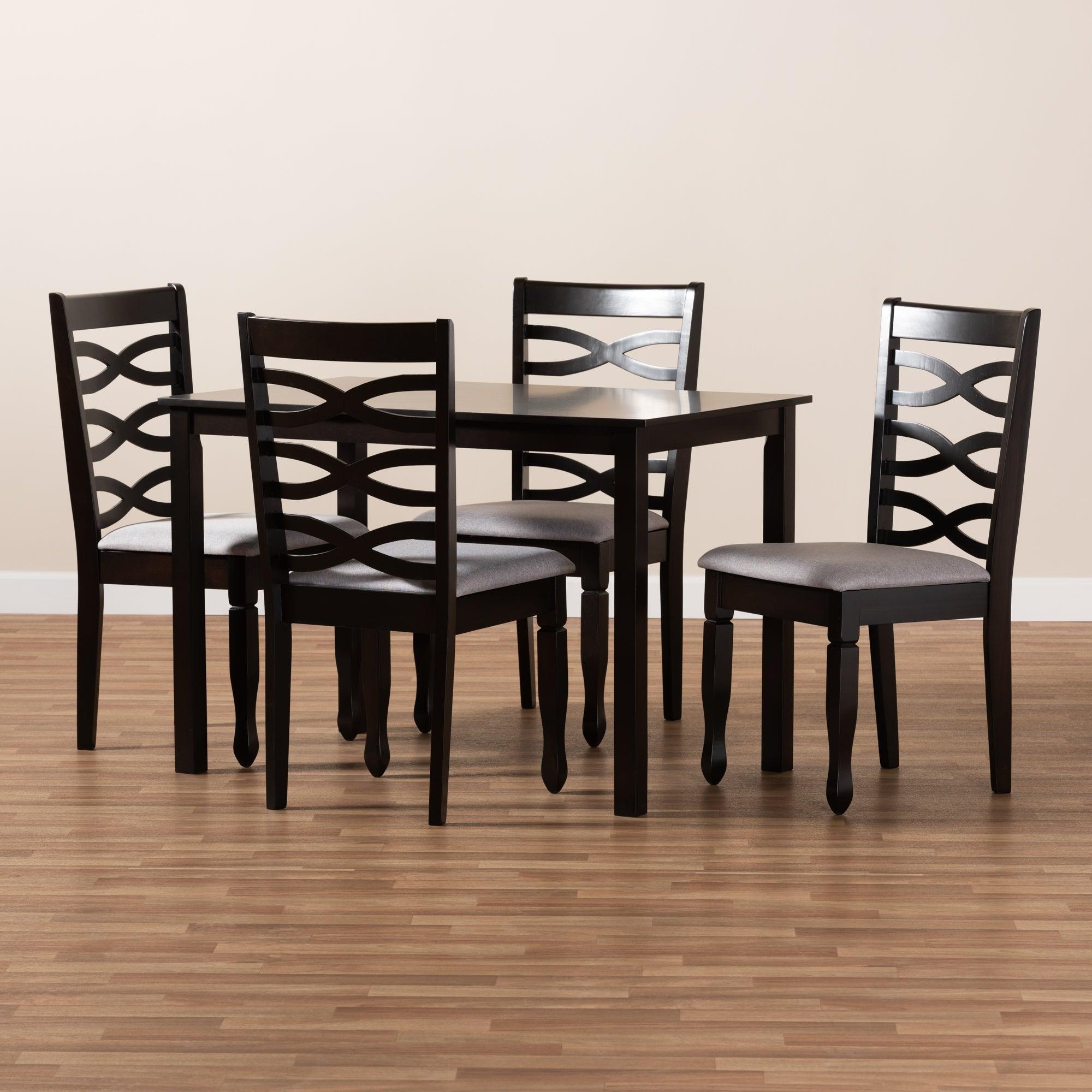 Lanier Modern and Contemporary Fabric Upholstered Espresso Finished Wood 5-Piece Dining Set