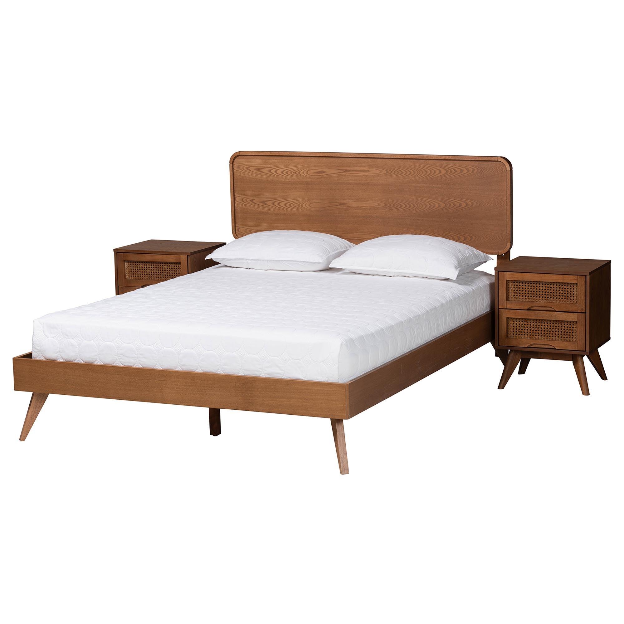 Demeter Mid-Century Modern Finished Wood 3-Piece Bedroom Set