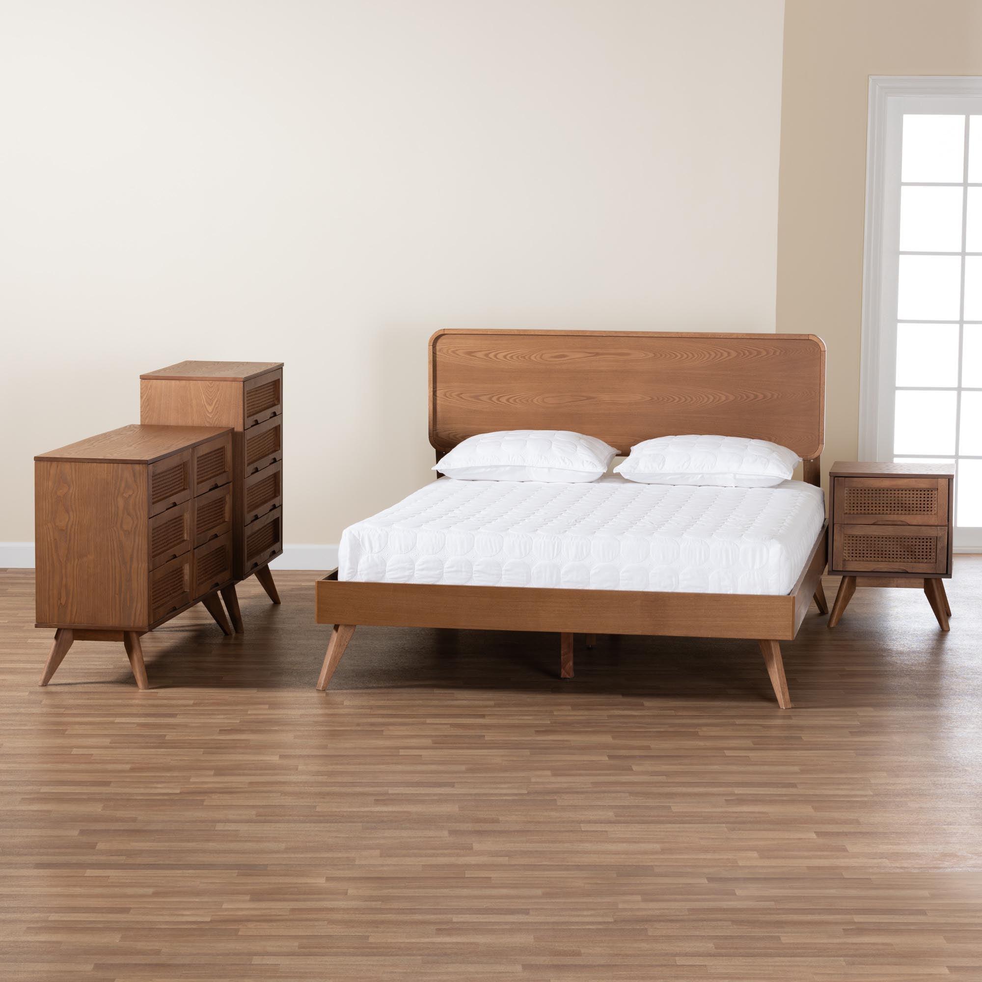 Demeter Mid-Century Modern Finished Wood 4-Piece Bedroom Set