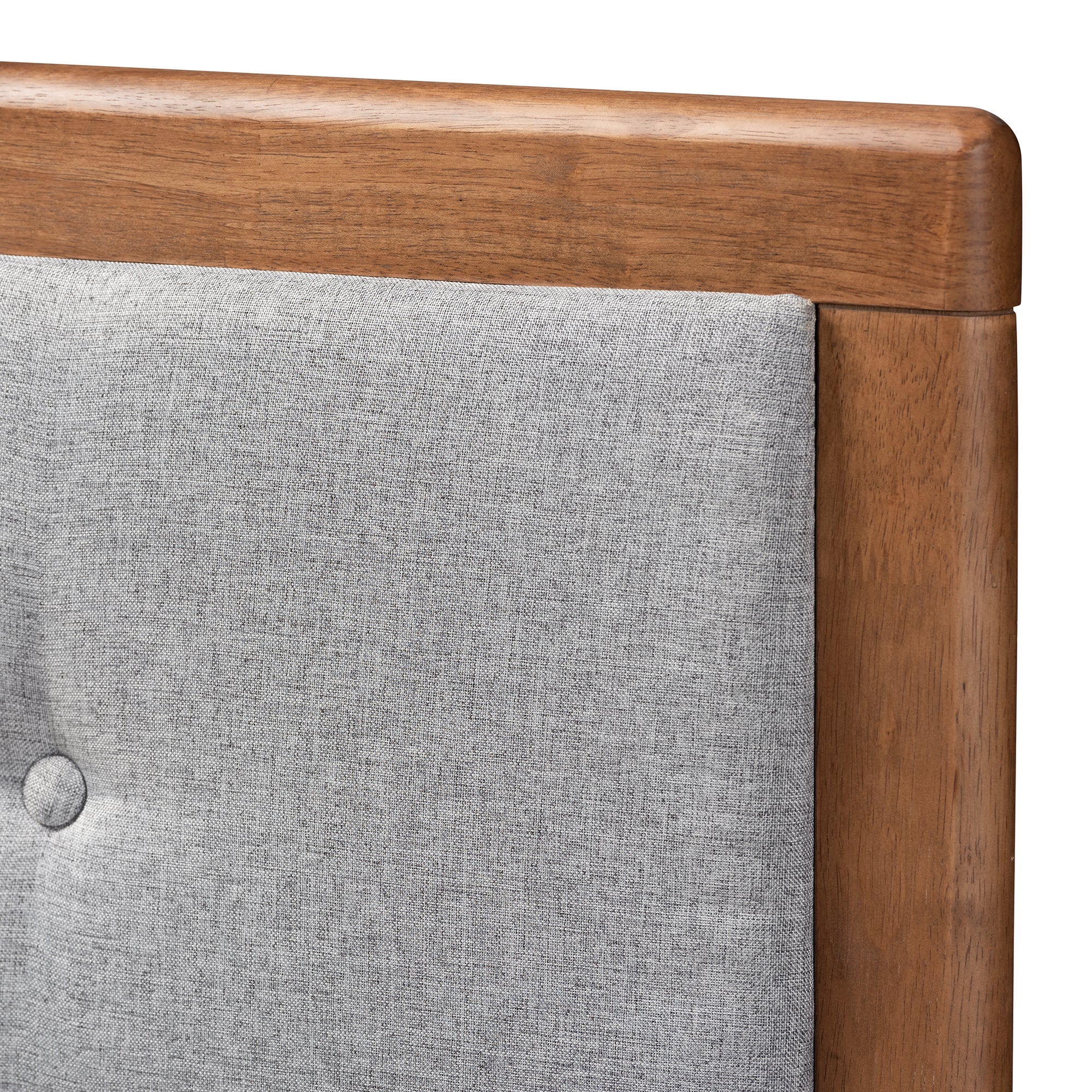 Ines Mid-Century Modern Fabric Upholstered Finished Wood Platform Bed