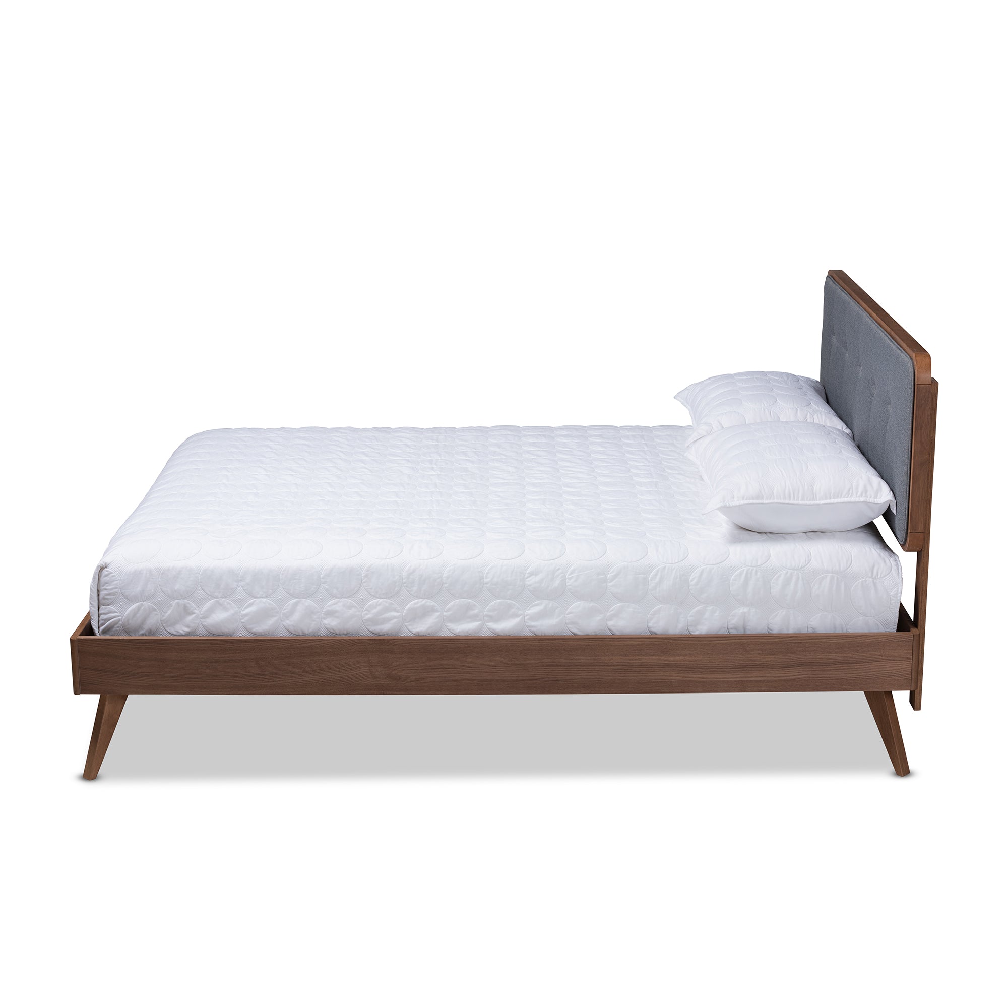 Dilara Mid-Century Modern Fabric Upholstered Finished Wood Platform Bed