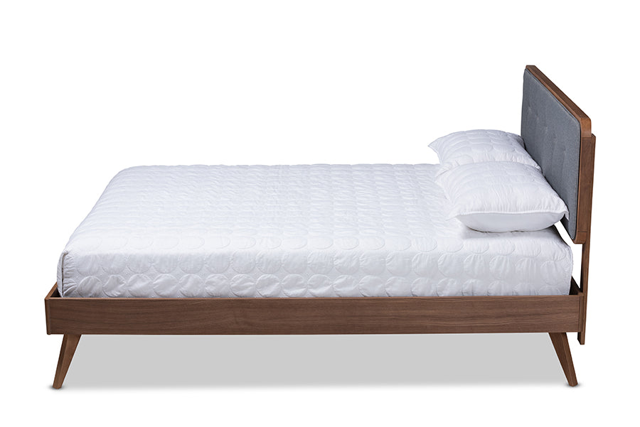 Dilara Mid-Century Modern Fabric Upholstered Finished Wood Platform Bed