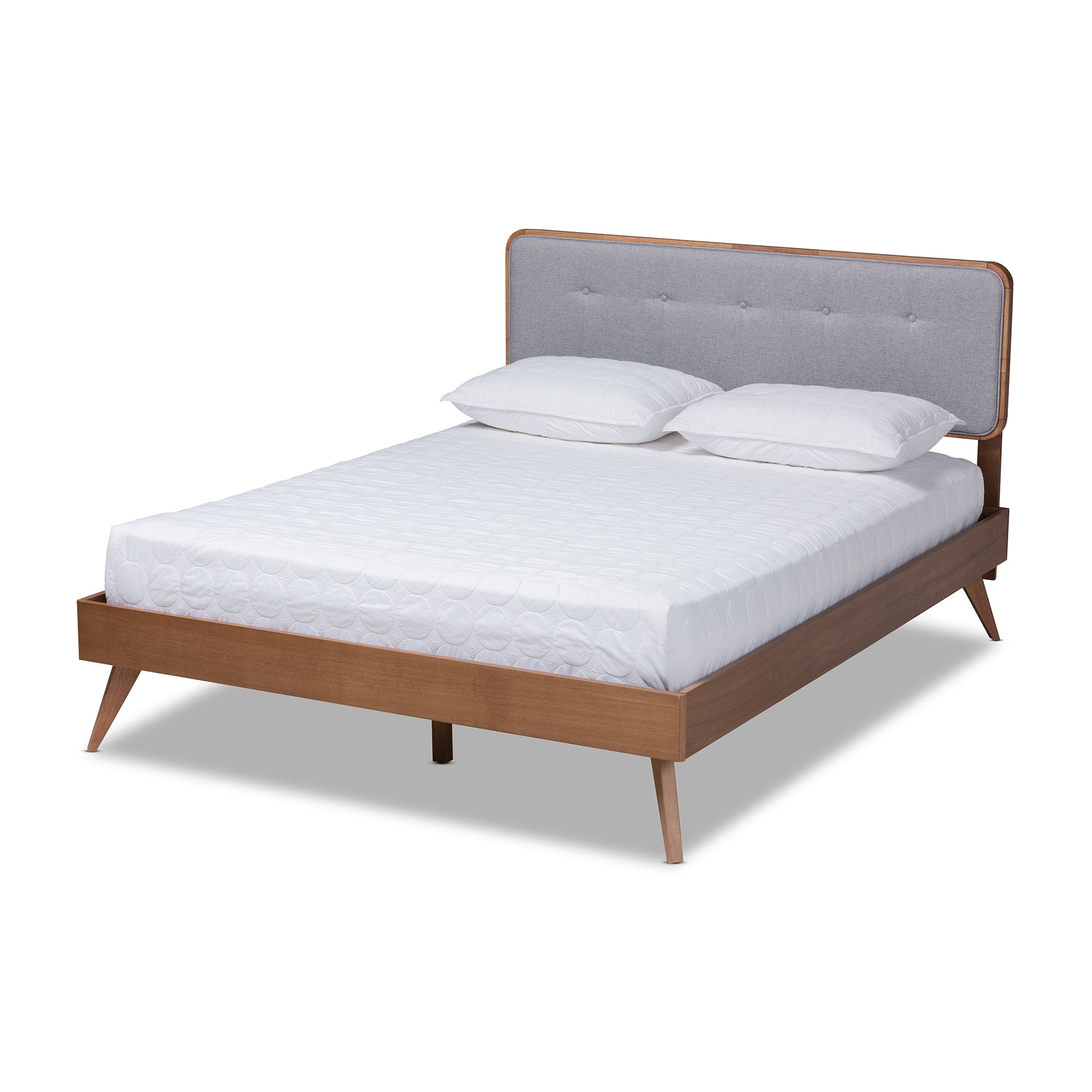 Dilara Mid-Century Modern Fabric Upholstered Finished Wood Platform Bed