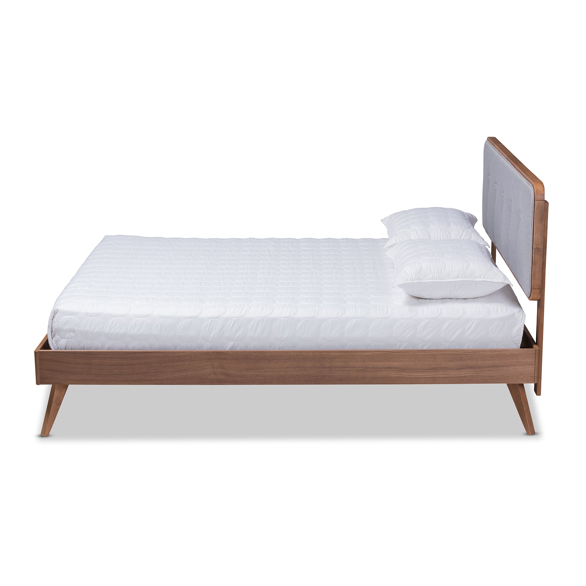 Dilara Mid-Century Modern Fabric Upholstered Finished Wood Platform Bed