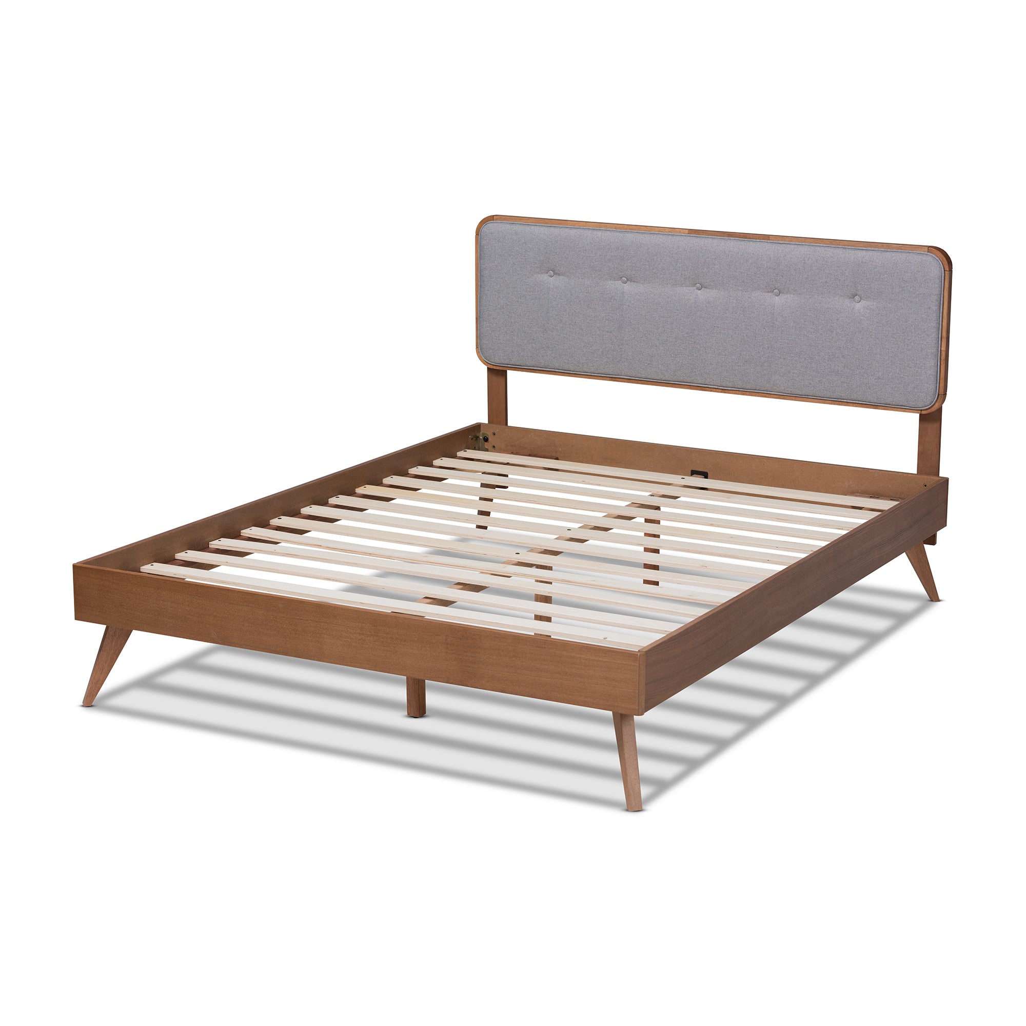 Dilara Mid-Century Modern Fabric Upholstered Finished Wood Platform Bed
