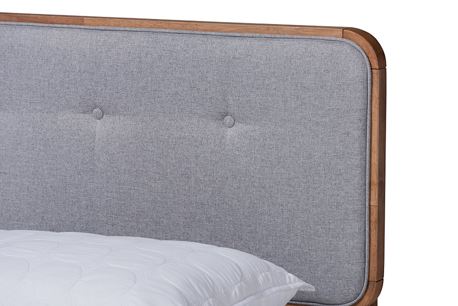 Dilara Mid-Century Modern Fabric Upholstered Finished Wood Platform Bed