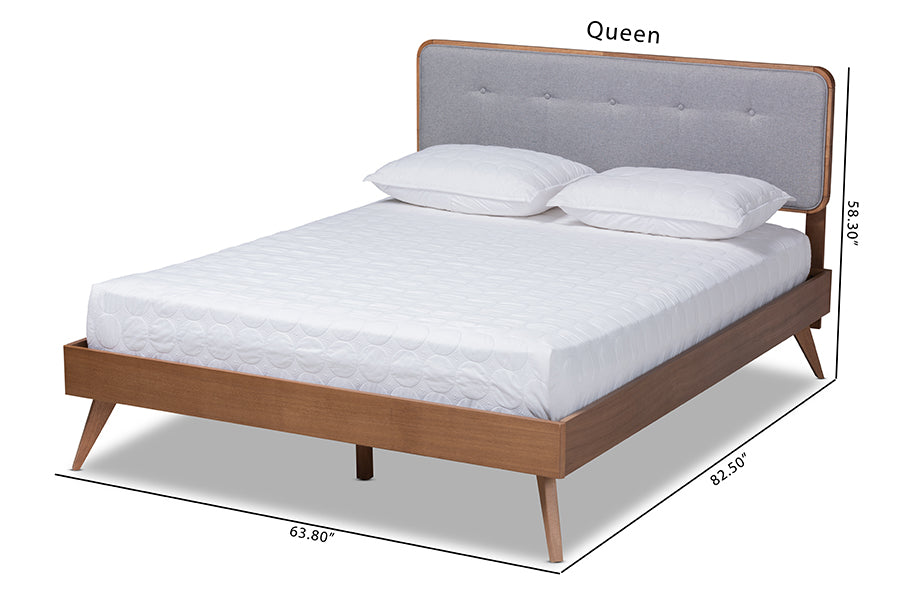 Dilara Mid-Century Modern Fabric Upholstered Finished Wood Platform Bed