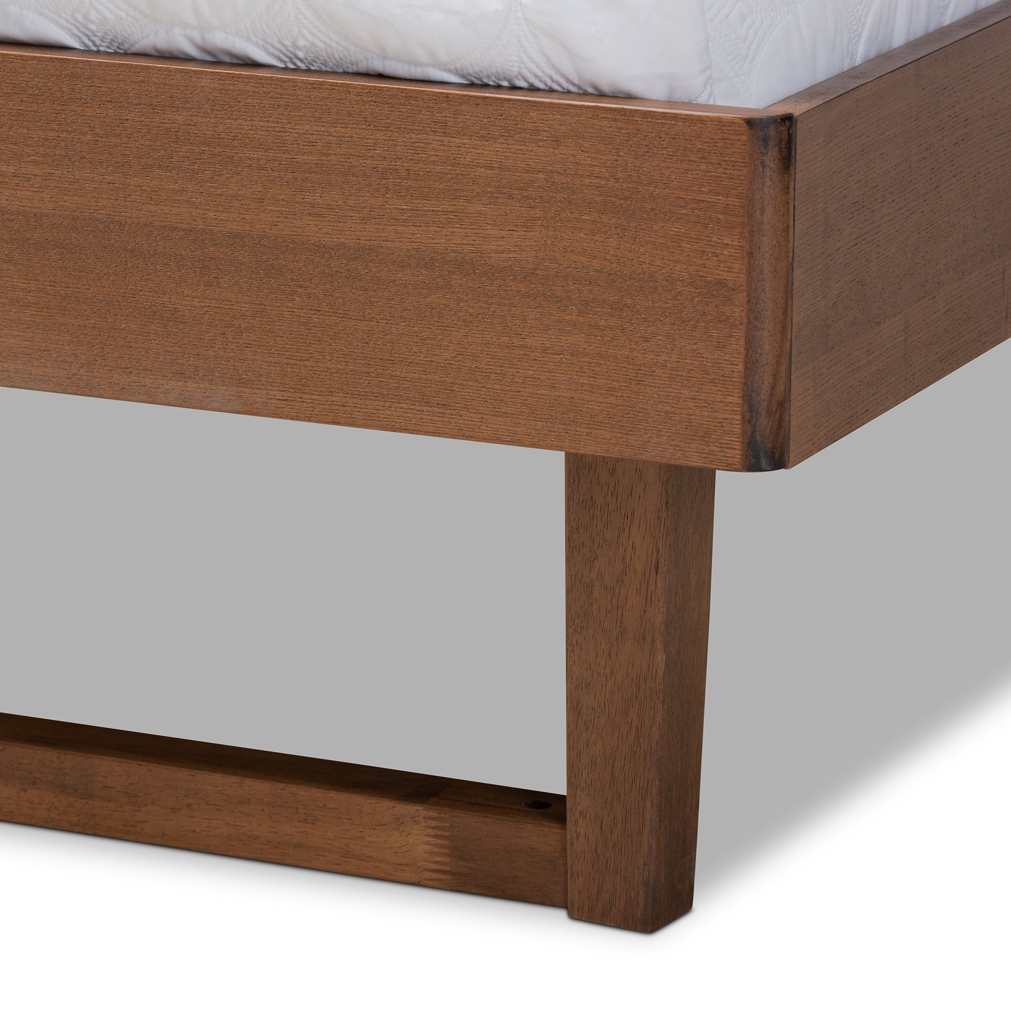Natalia Mid-Century Modern Fabric Upholstered and Finished Wood Platform Bed