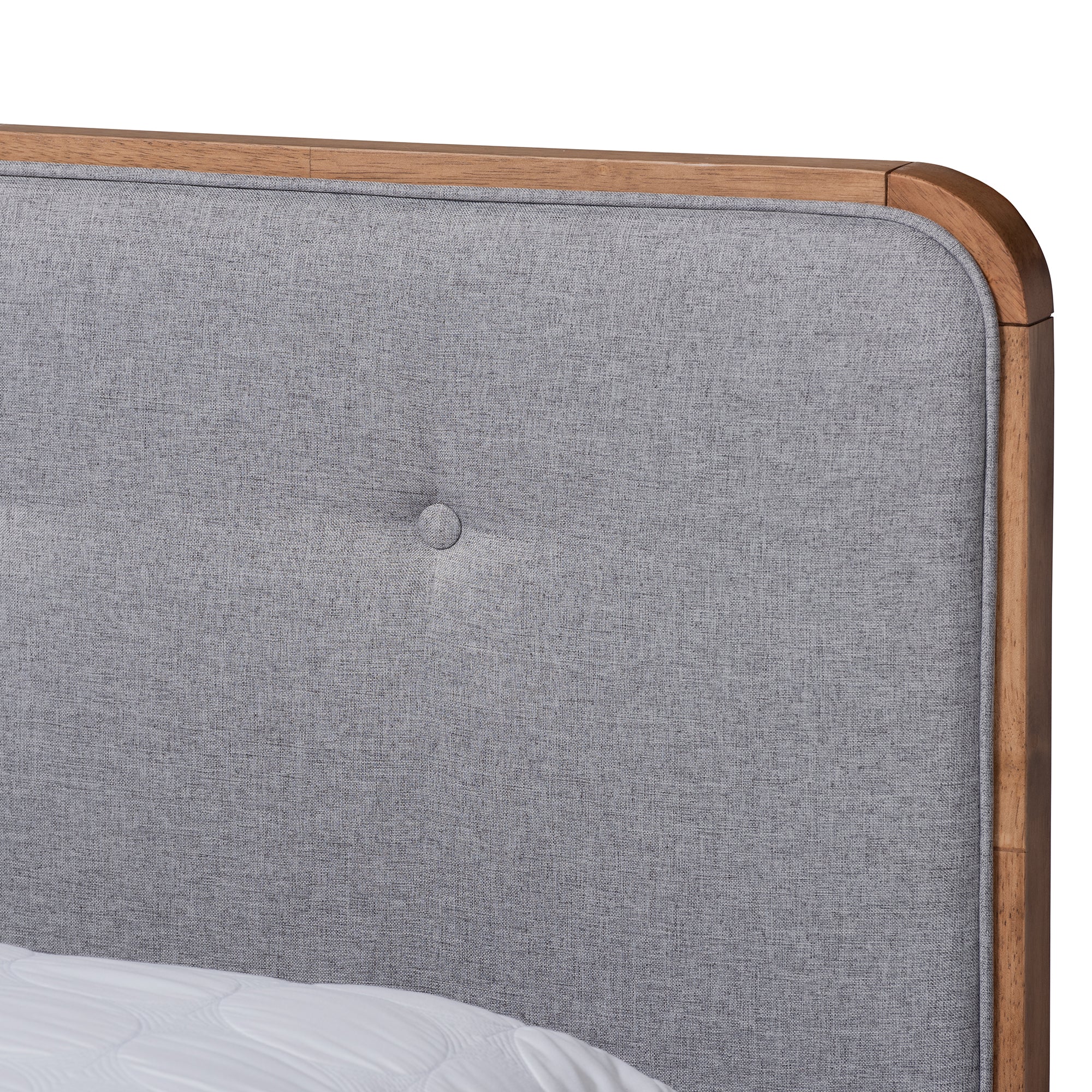 Natalia Mid-Century Modern Fabric Upholstered and Finished Wood Platform Bed