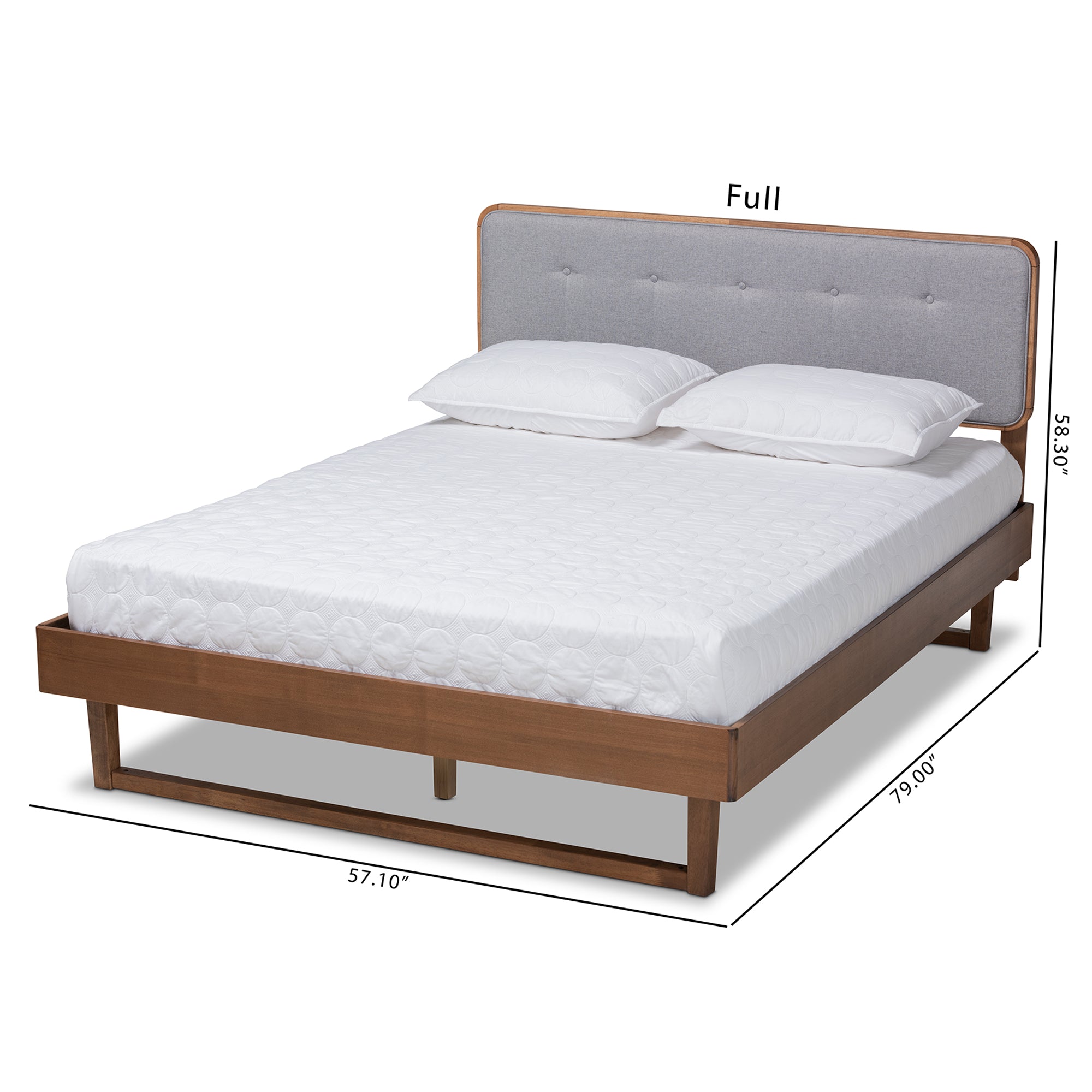 Natalia Mid-Century Modern Fabric Upholstered and Finished Wood Platform Bed