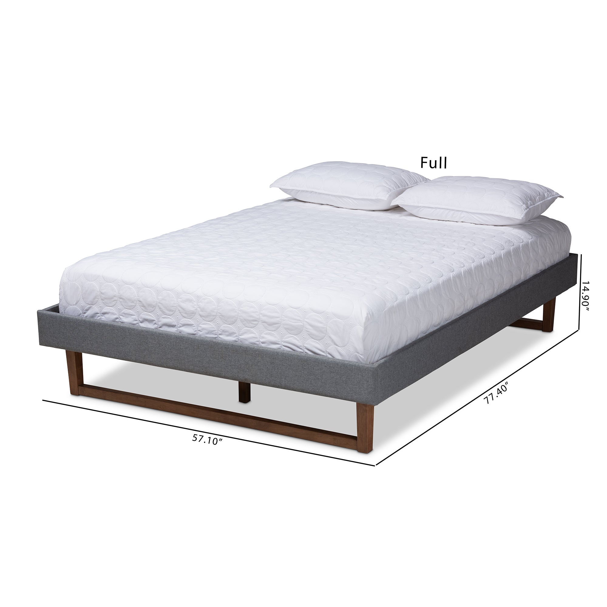 Liliya Mid-Century Modern Dark Fabric Upholstered Finished Wood Platform Bed