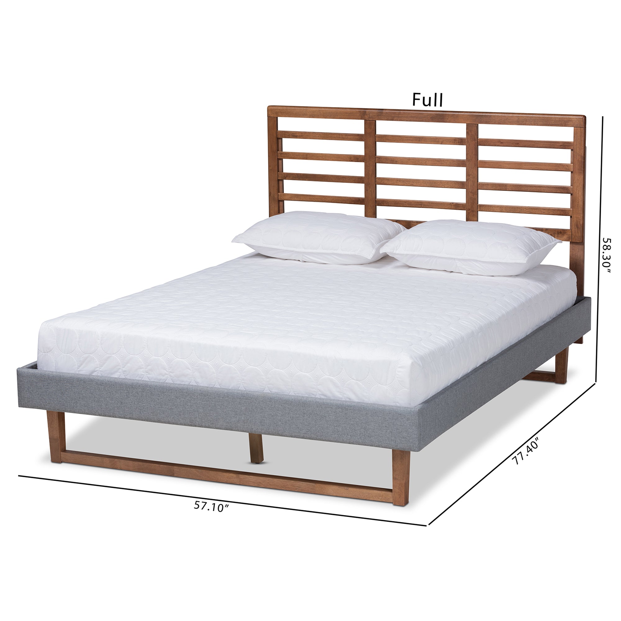 Rina Modern and Contemporary Dark Fabric Upholstered and Ash Finished Wood Platform Bed