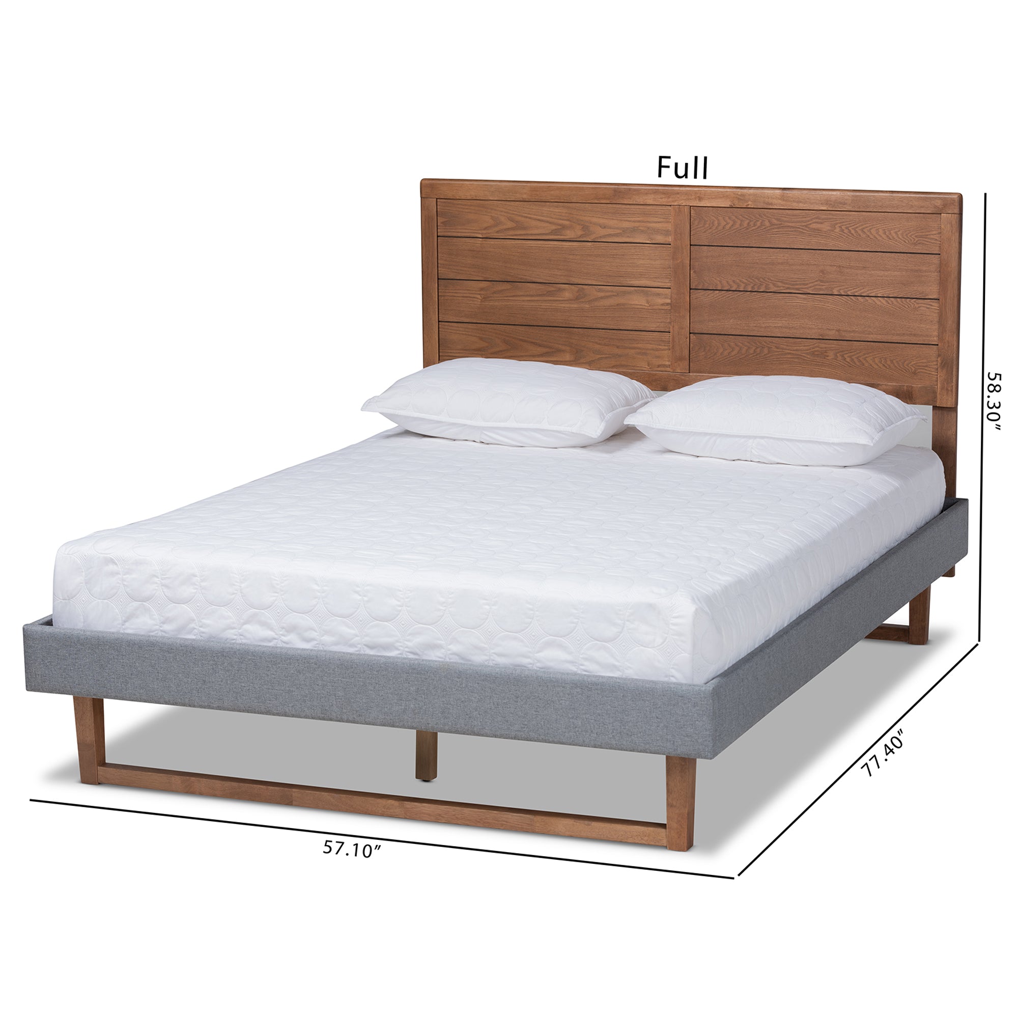Gabriela Rustic Modern Dark Fabric Upholstered and Ash Finished Wood Platform Bed