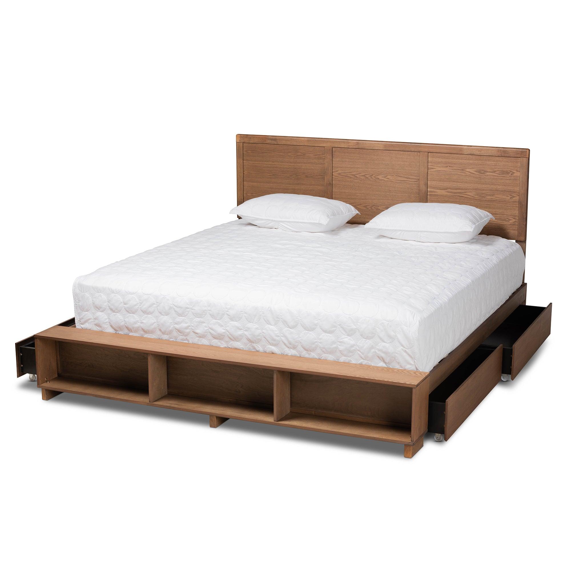 Tamsin Modern Transitional Ash Finished Wood 4-Drawer Platform Storage Bed