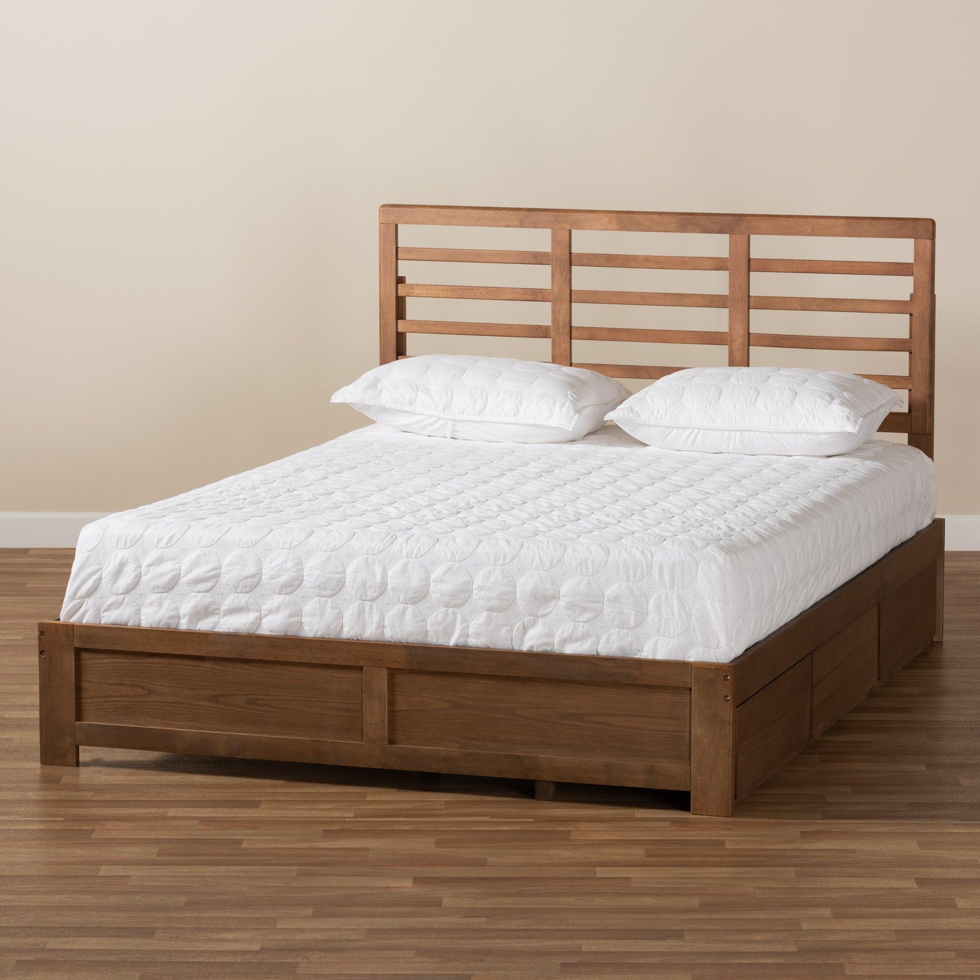 Piera Modern and Contemporary Transitional Ash Finished Wood 3-Drawer Platform Storage Bed