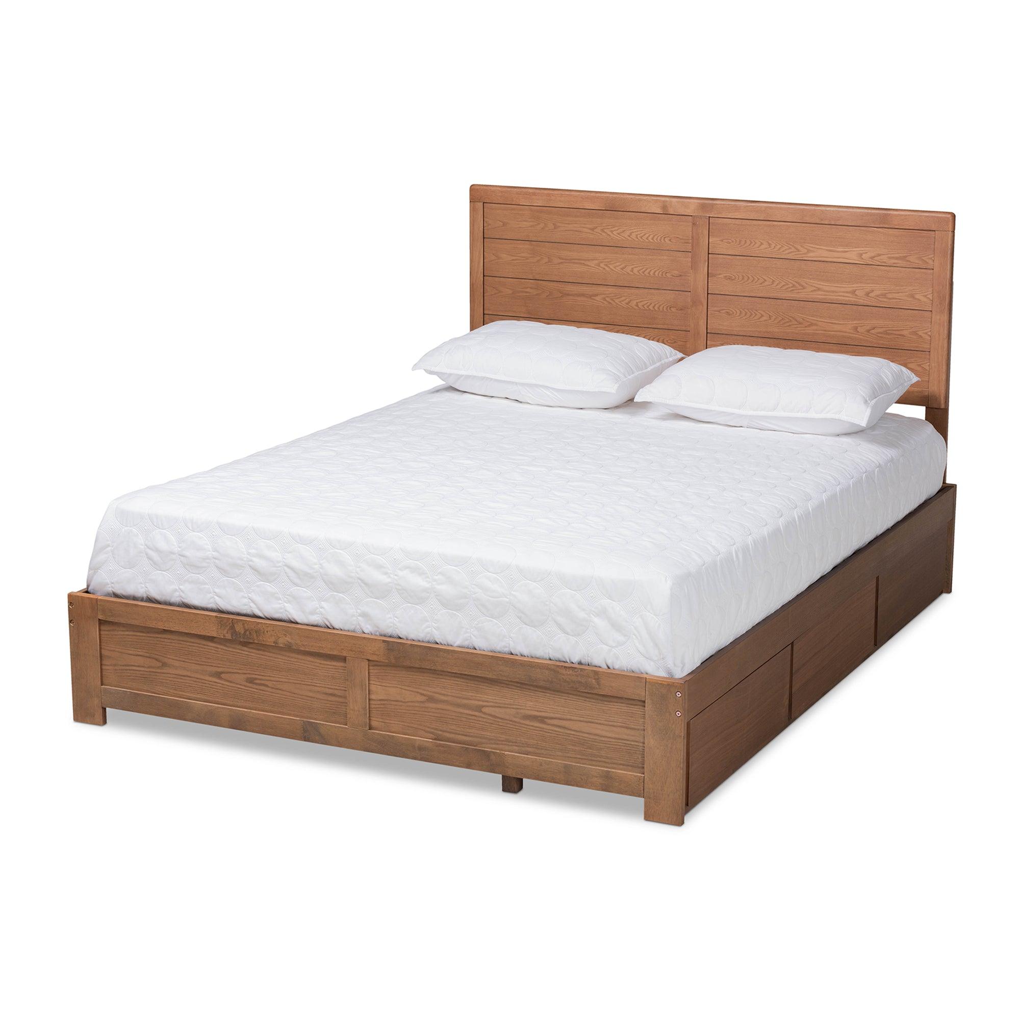Lisa Modern and Contemporary Transitional Ash Finished Wood 3-Drawer Platform Storage Bed