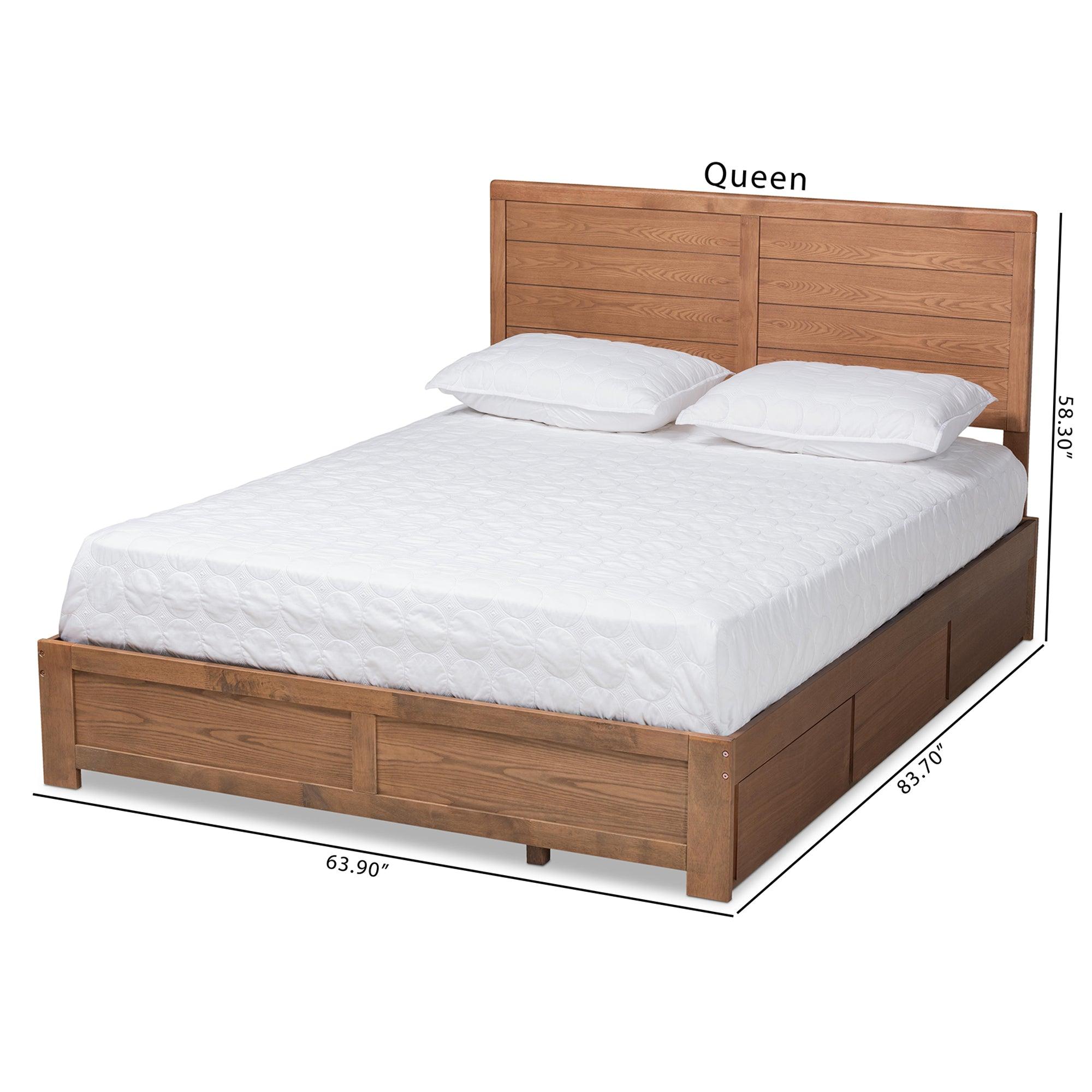 Lisa Modern and Contemporary Transitional Ash Finished Wood 3-Drawer Platform Storage Bed