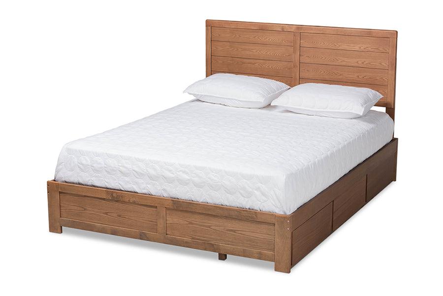 Lisa Modern and Contemporary Transitional Ash Finished Wood 3-Drawer Platform Storage Bed