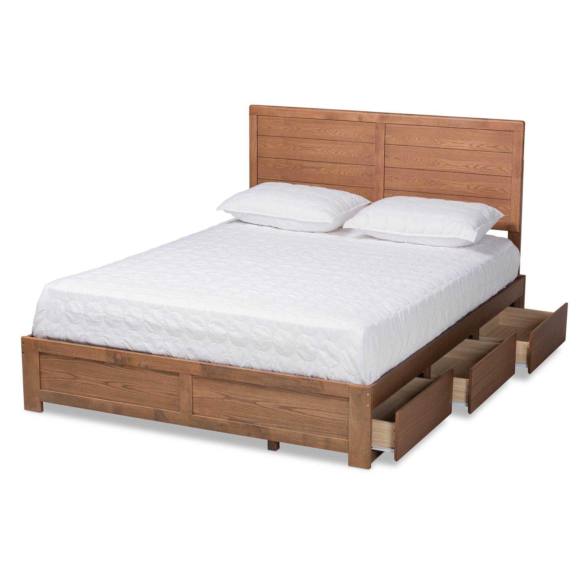 Lisa Modern and Contemporary Transitional Ash Finished Wood 3-Drawer Platform Storage Bed