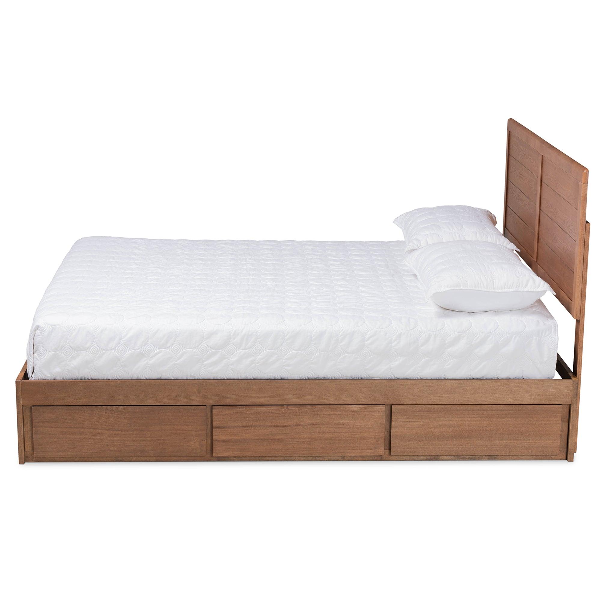 Lisa Modern and Contemporary Transitional Ash Finished Wood 3-Drawer Platform Storage Bed