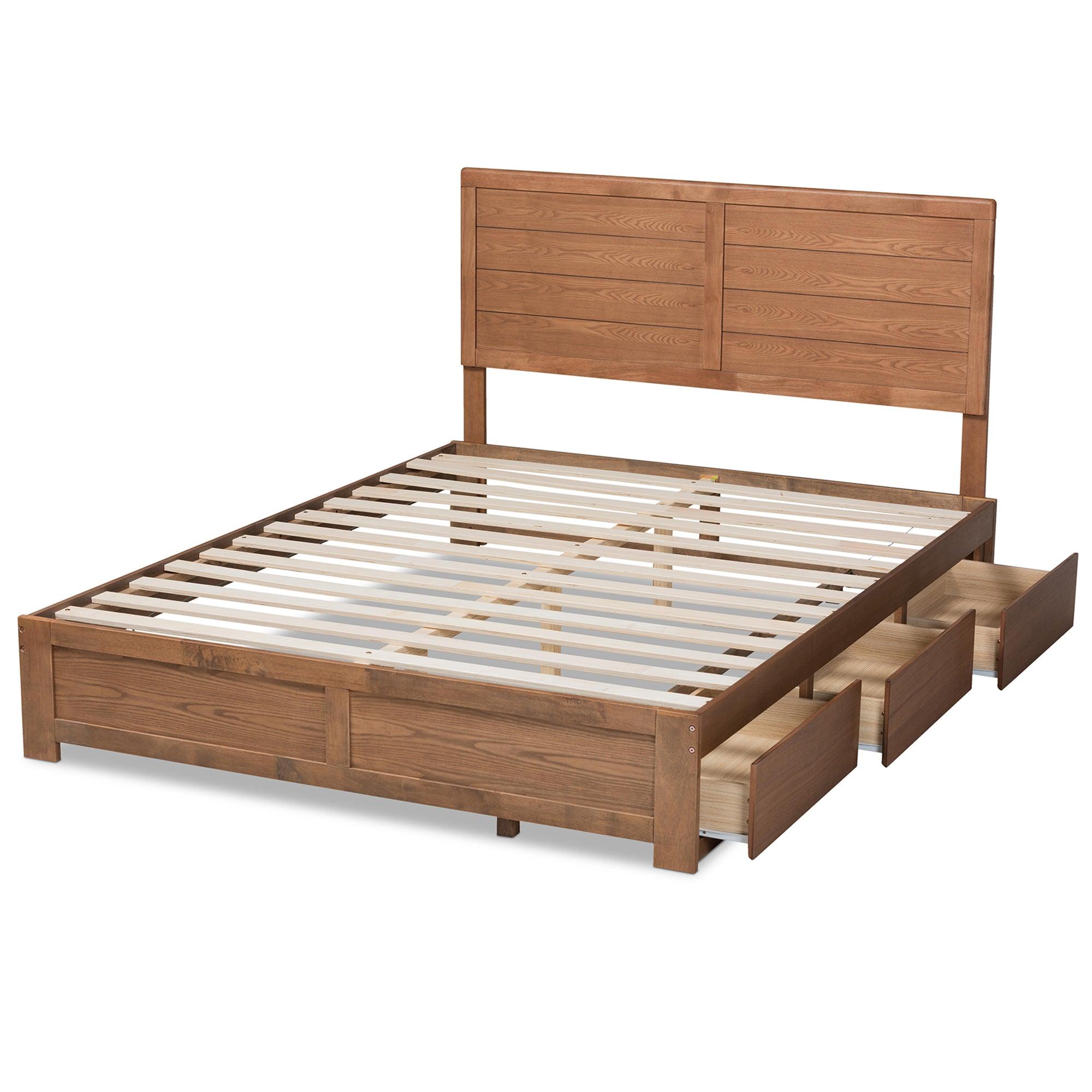 Lisa Modern and Contemporary Transitional Ash Finished Wood 3-Drawer Platform Storage Bed
