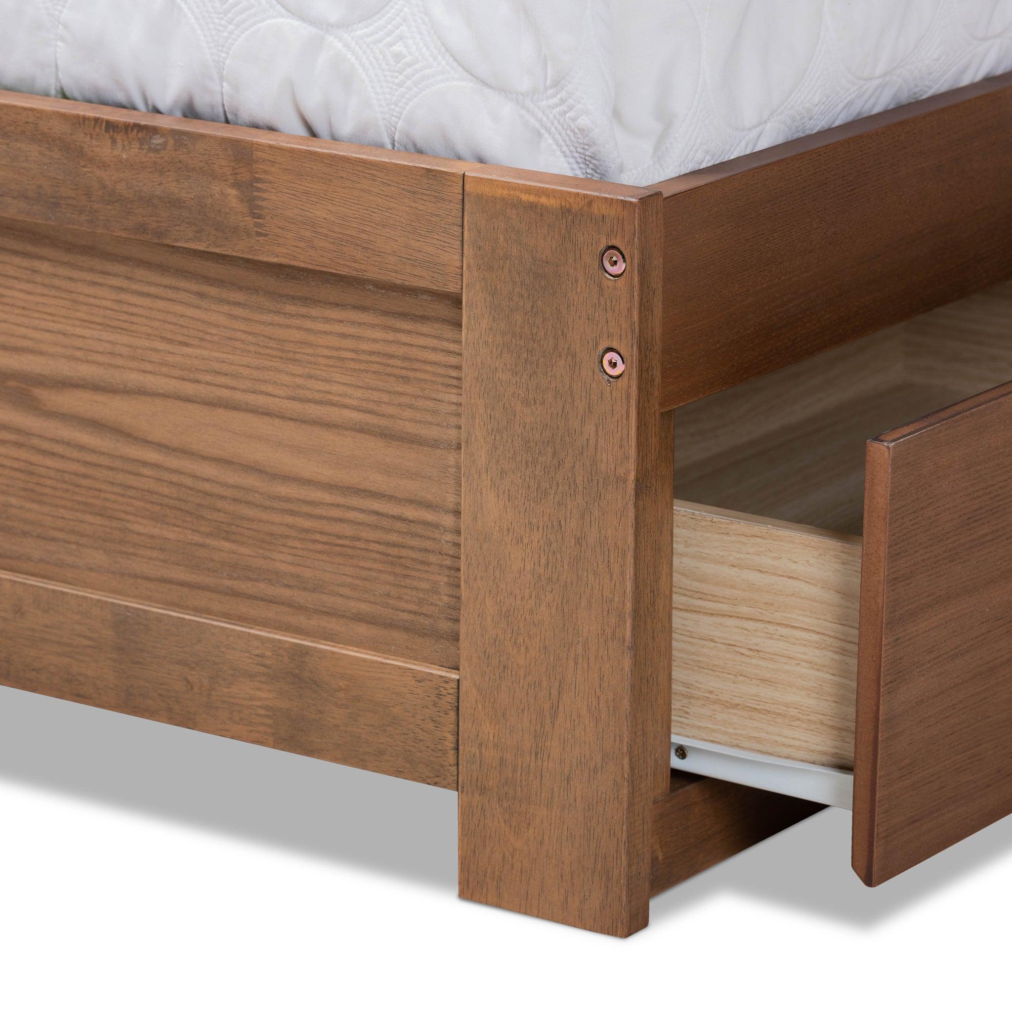 Lisa Modern and Contemporary Transitional Ash Finished Wood 3-Drawer Platform Storage Bed