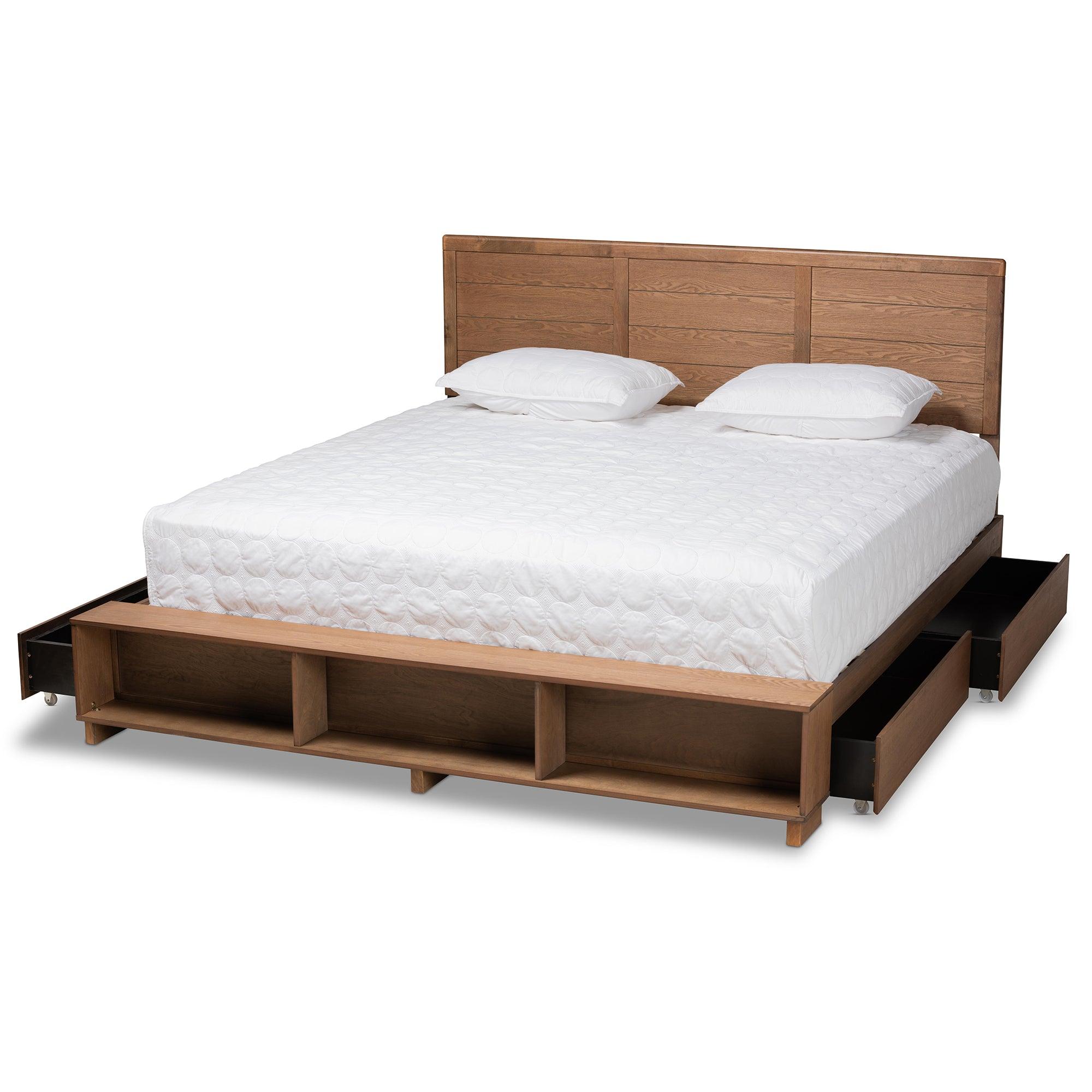 Alba Modern Transitional Ash Finished Wood 4-Drawer Platform Storage Bed