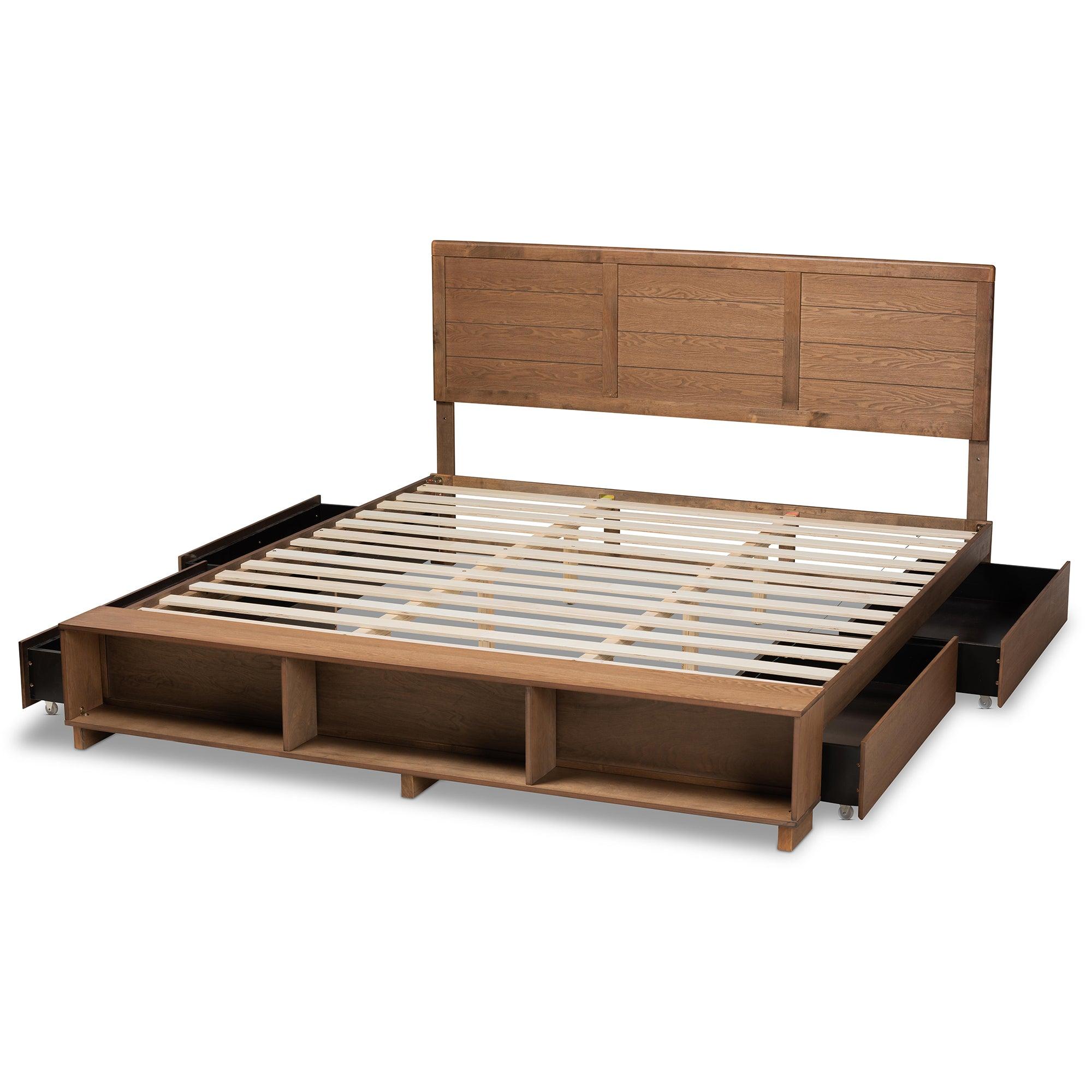Alba Modern Transitional Ash Finished Wood 4-Drawer Platform Storage Bed