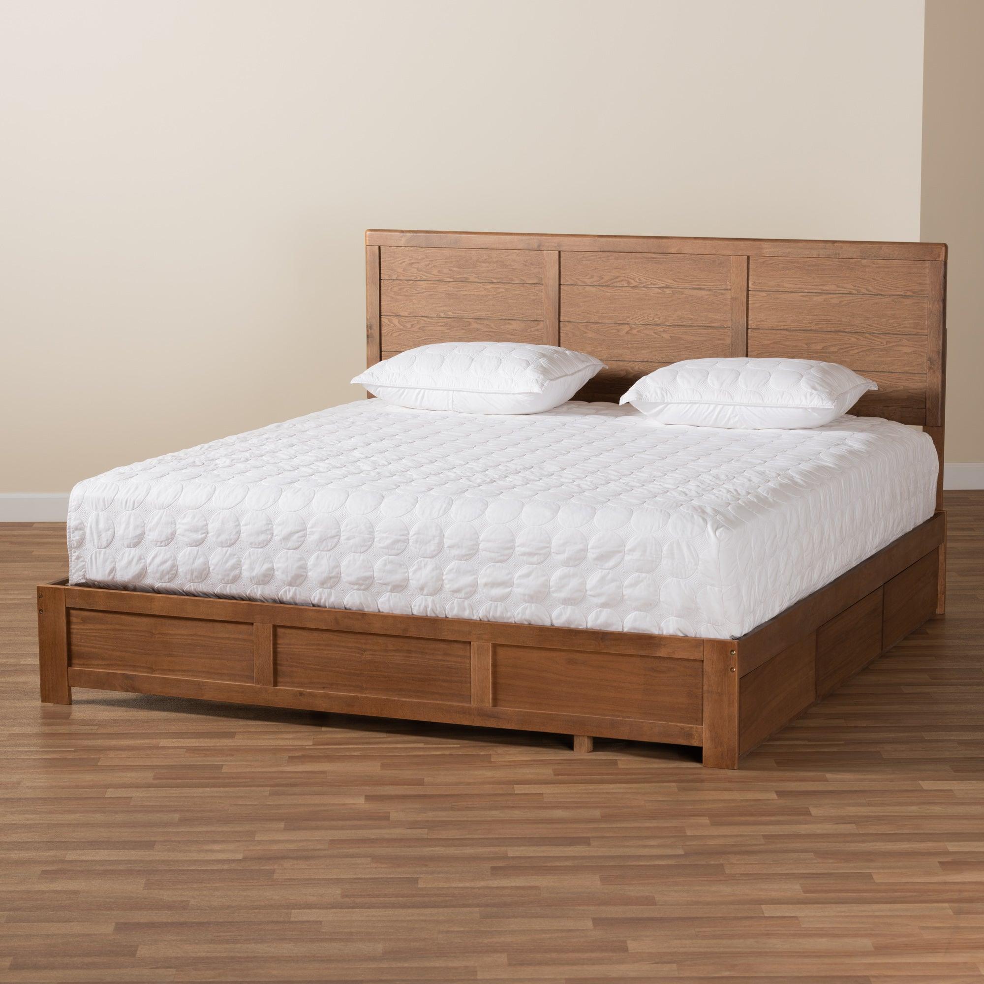 Lisa Modern and Contemporary Transitional Ash Finished Wood 3-Drawer Platform Storage Bed