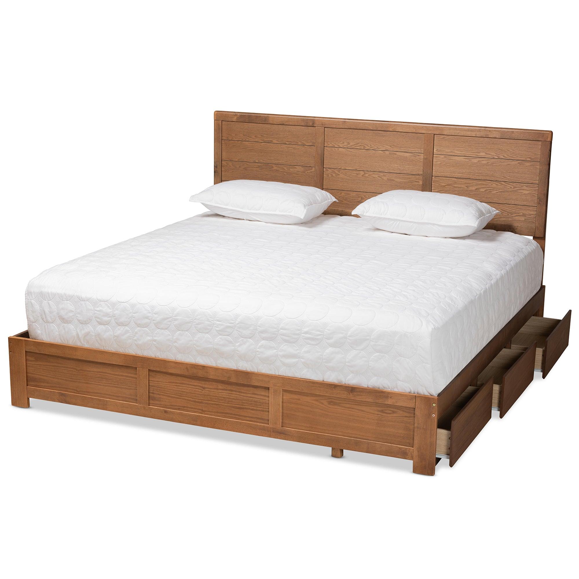 Lisa Modern and Contemporary Transitional Ash Finished Wood 3-Drawer Platform Storage Bed