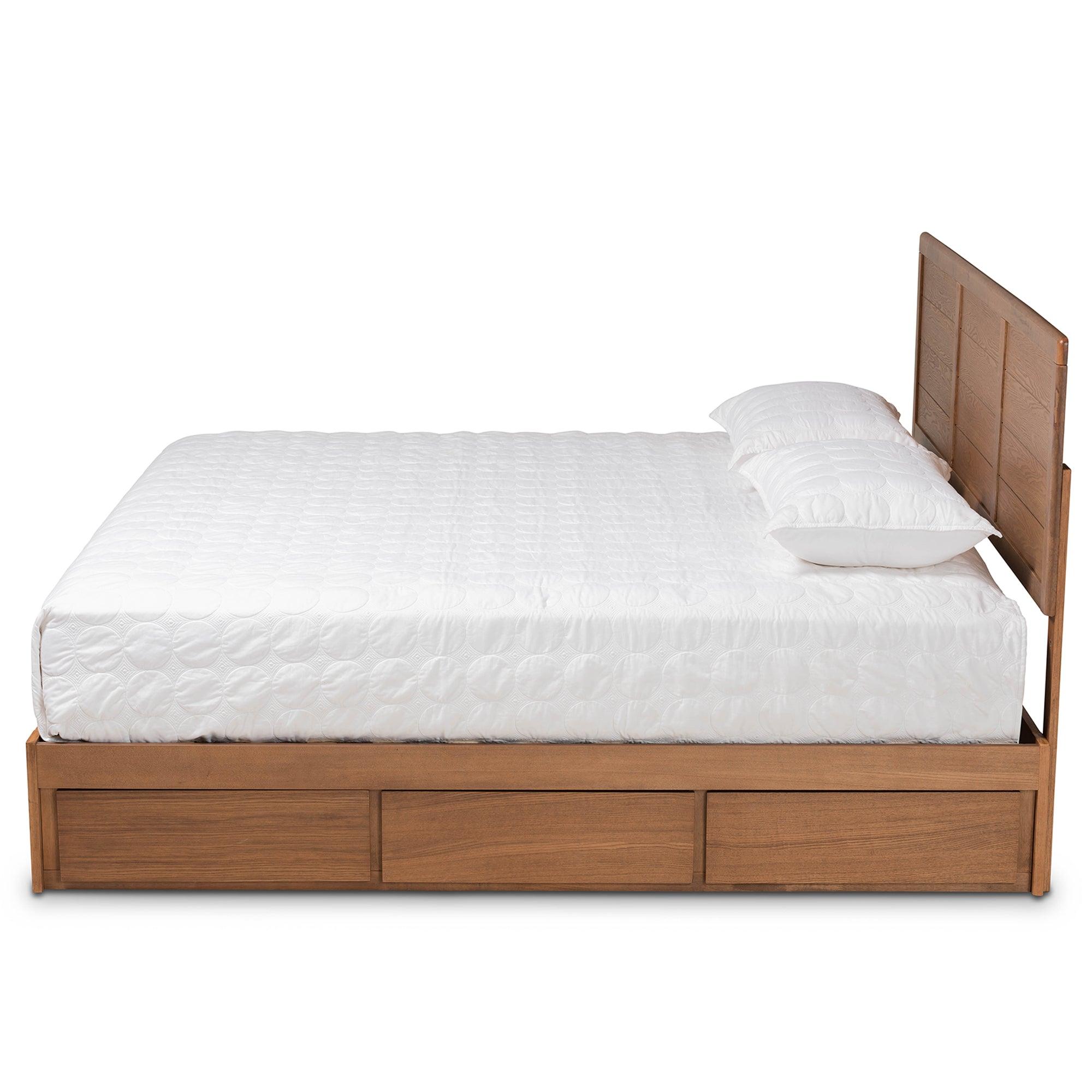 Lisa Modern and Contemporary Transitional Ash Finished Wood 3-Drawer Platform Storage Bed