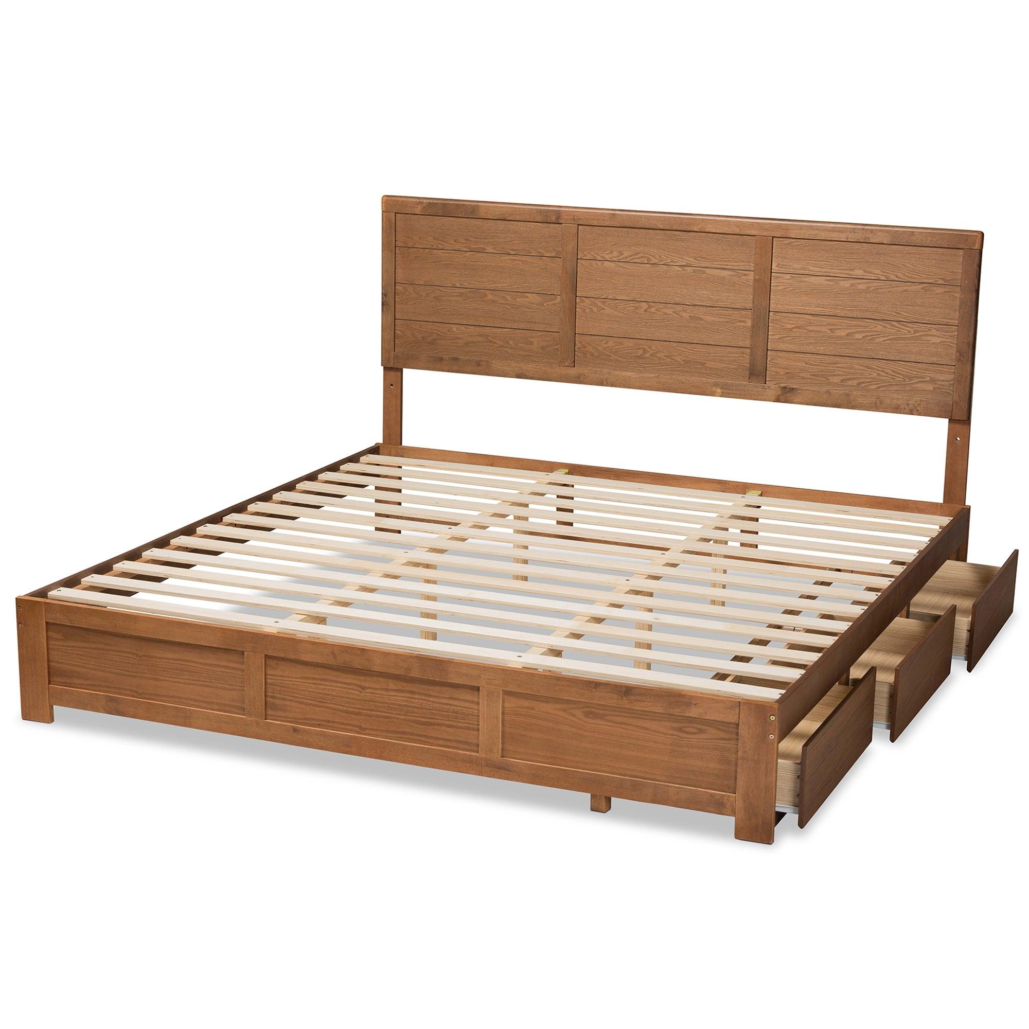 Lisa Modern and Contemporary Transitional Ash Finished Wood 3-Drawer Platform Storage Bed
