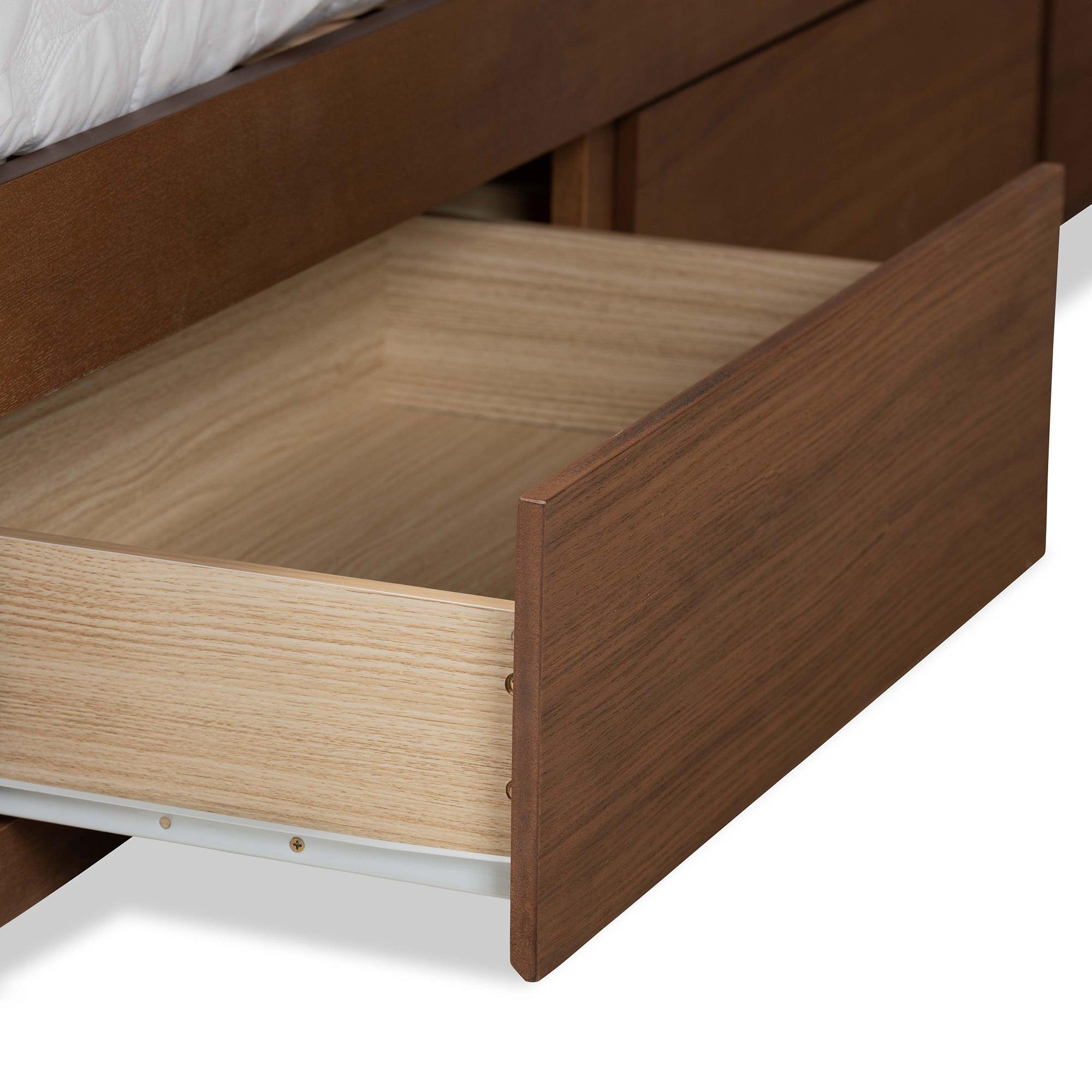 Lisa Modern and Contemporary Transitional Ash Finished Wood 3-Drawer Platform Storage Bed