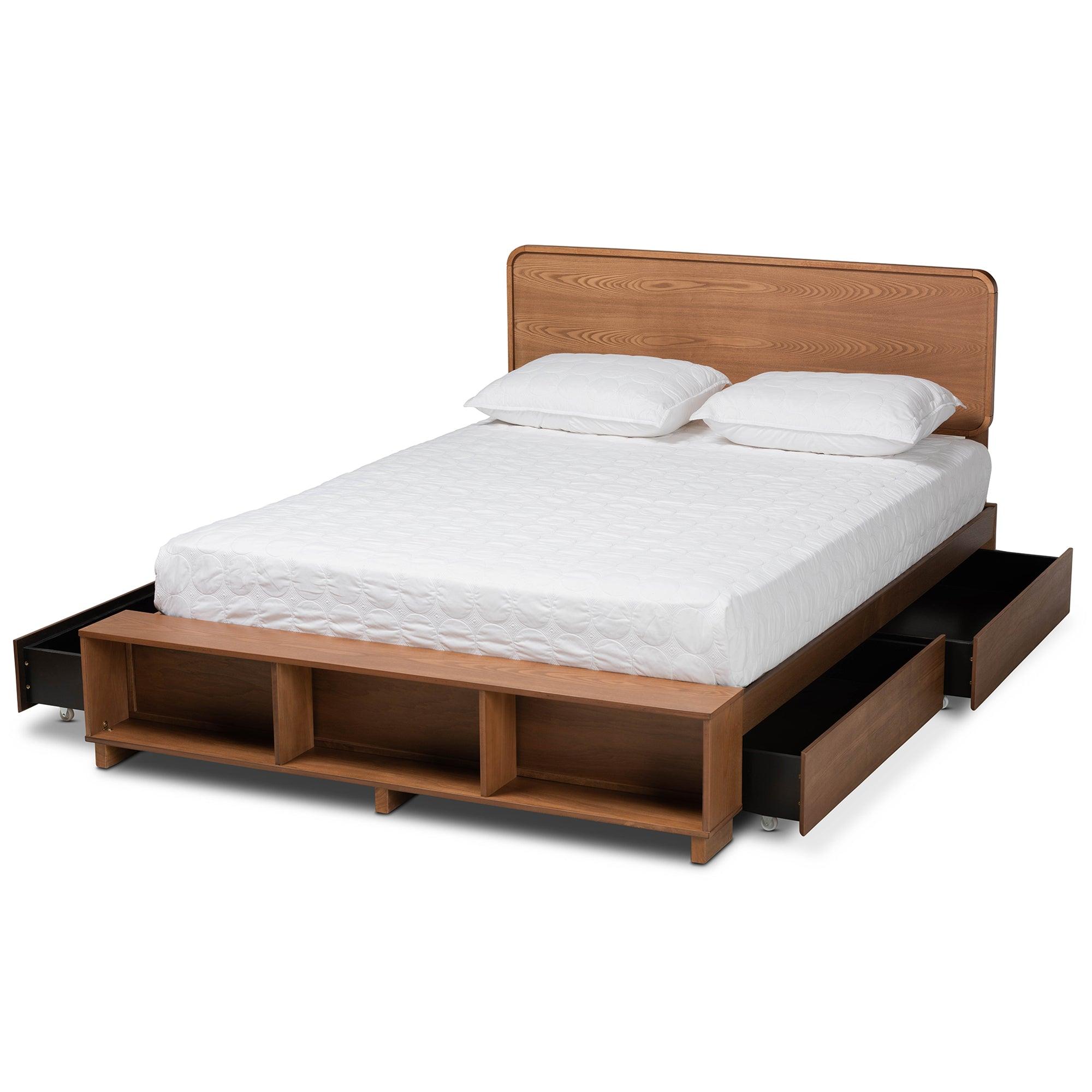 Vita Modern Transitional Ash Finished Wood 4-Drawer Platform Storage Bed