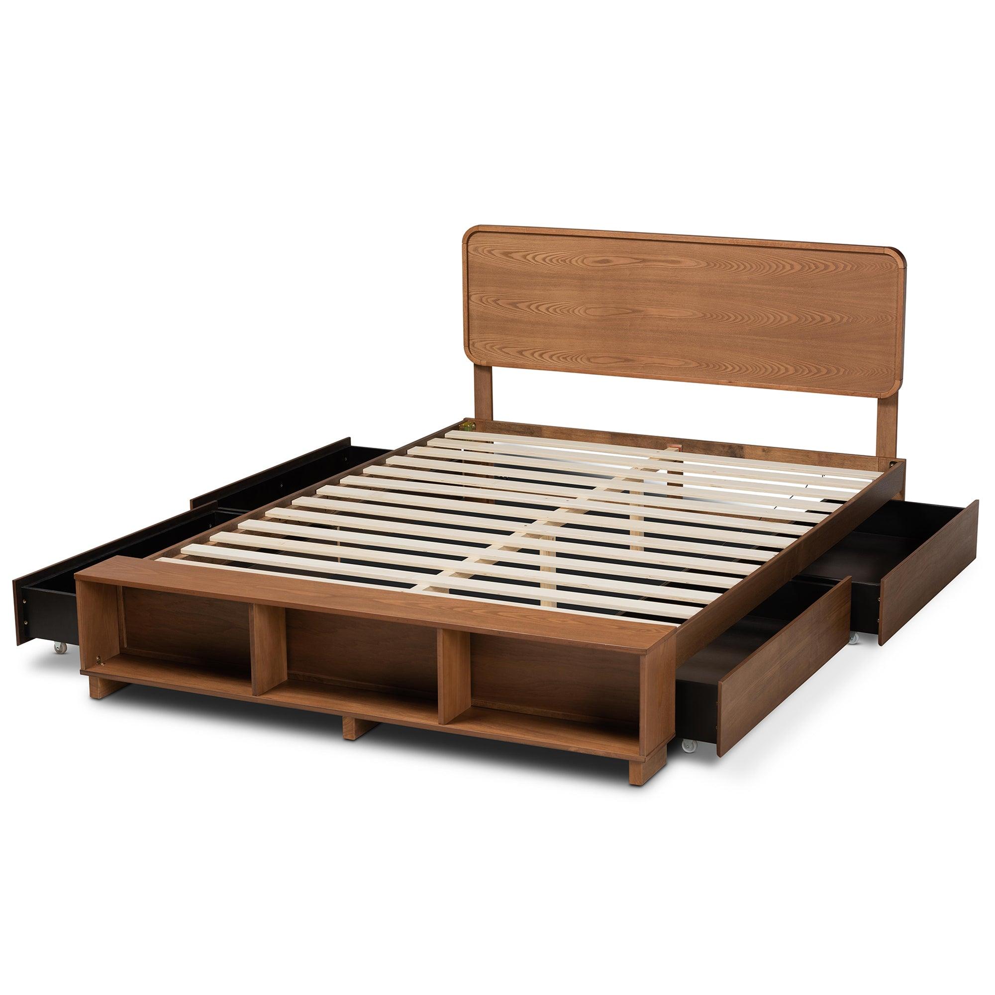 Vita Modern Transitional Ash Finished Wood 4-Drawer Platform Storage Bed