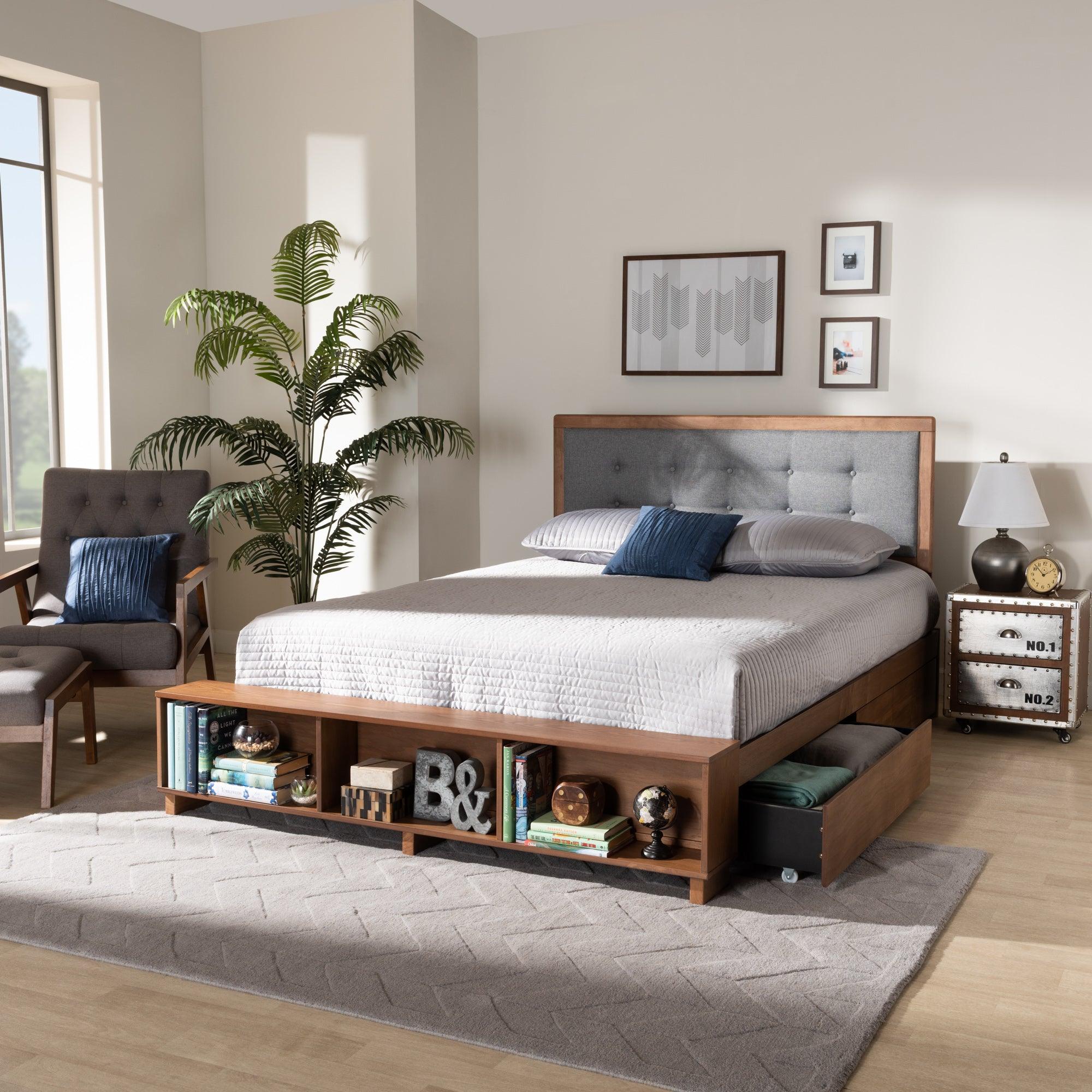 Cosma Modern Transitional Ash Finished Wood 4-Drawer Platform Storage Bed