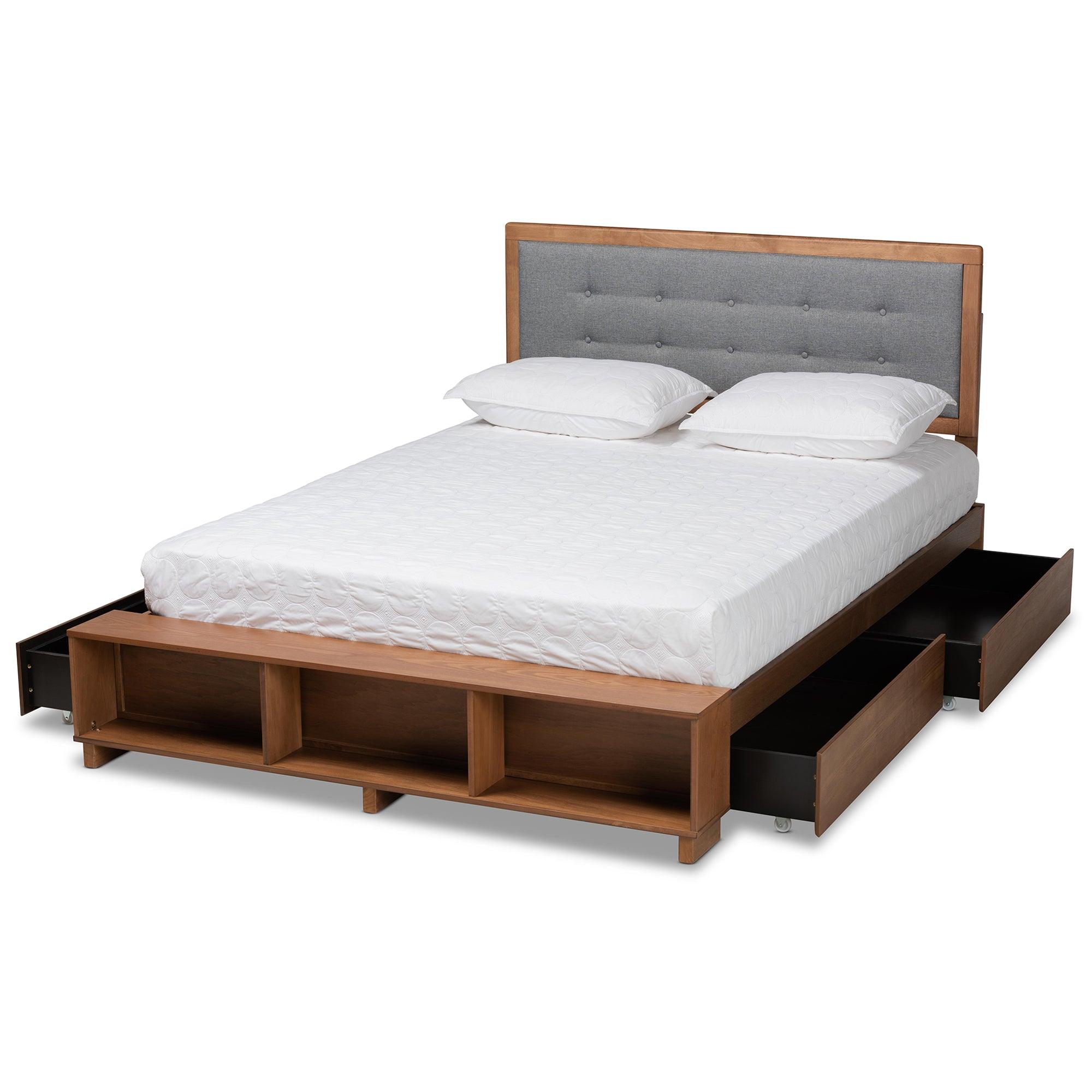 Cosma Modern Transitional Ash Finished Wood 4-Drawer Platform Storage Bed