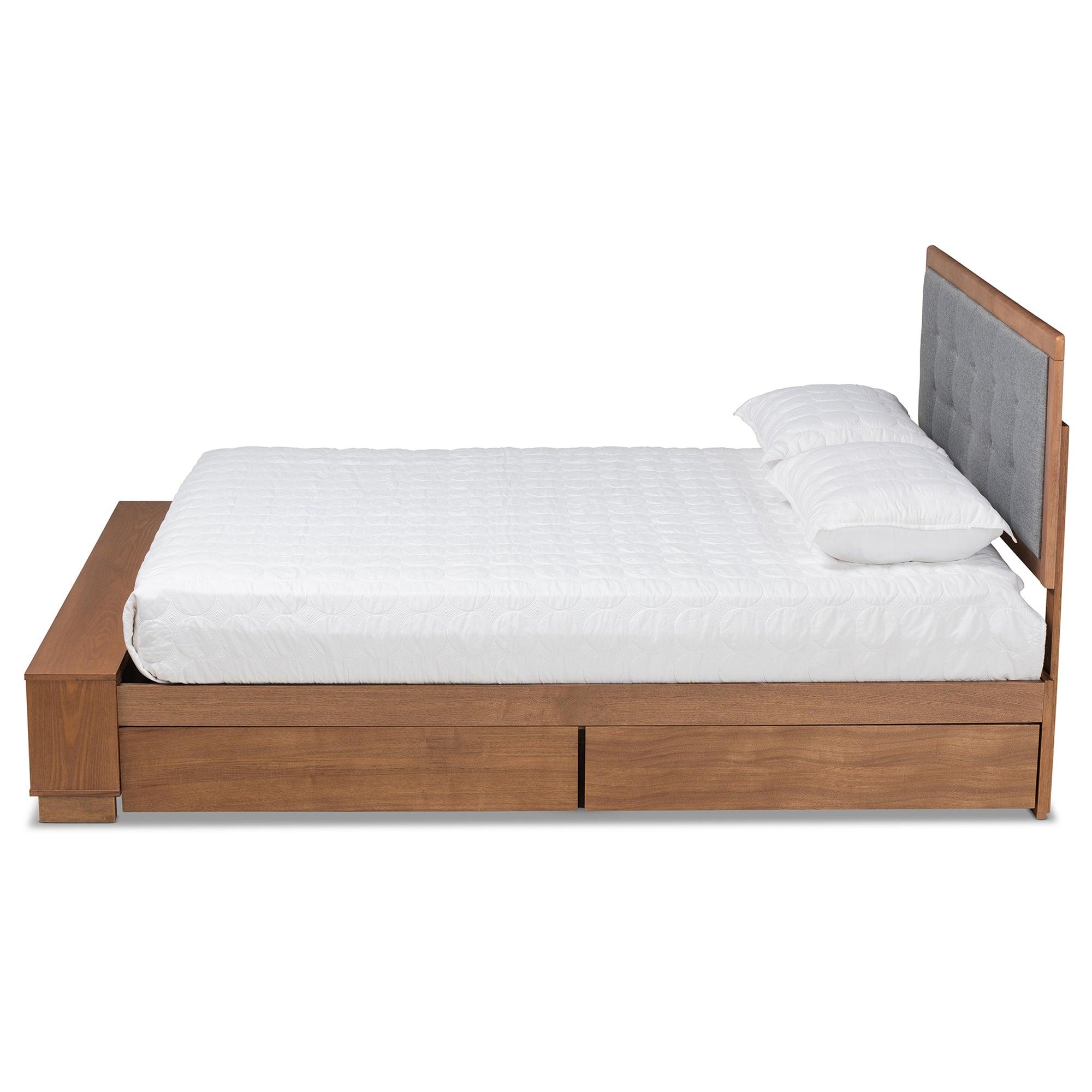 Cosma Modern Transitional Ash Finished Wood 4-Drawer Platform Storage Bed