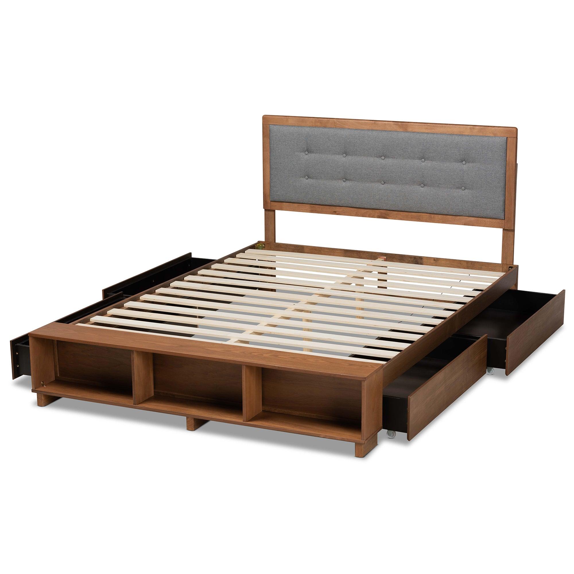 Cosma Modern Transitional Ash Finished Wood 4-Drawer Platform Storage Bed
